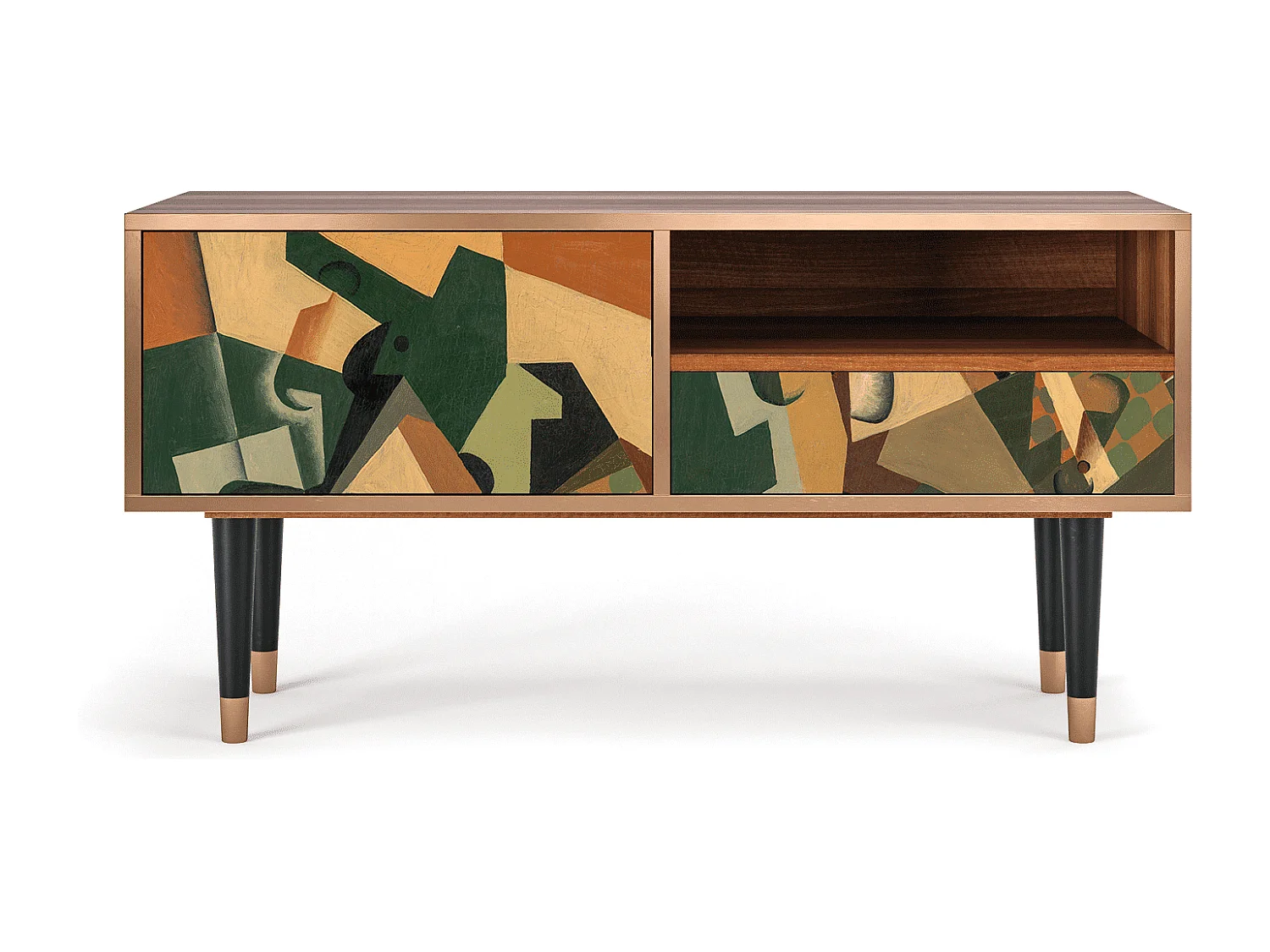 Meuble TV - 115х59х48 cm - T3 - Glass and Checkerboard, Noyer