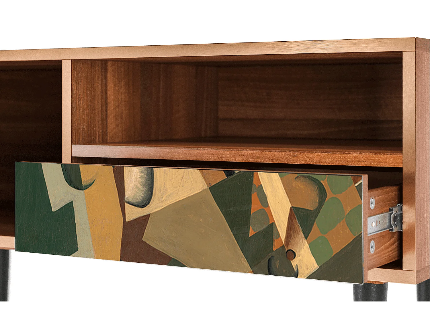 Meuble TV - 115х59х48 cm - T3 - Glass and Checkerboard, Noyer