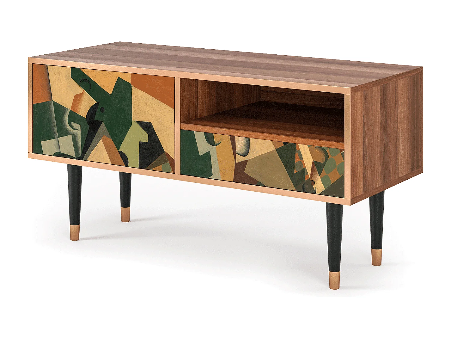 TV-Möbel - 115х59х48 cm - T3 - Glass and Checkerboard, Walnuss