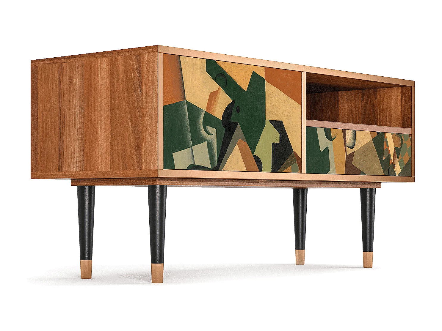 TV-Möbel - 115х59х48 cm - T3 - Glass and Checkerboard, Walnuss