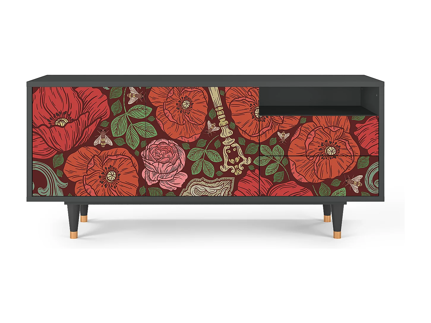 TV-Möbel - 125х56х41 cm - T7 - Poppy Garden, Anthrazit