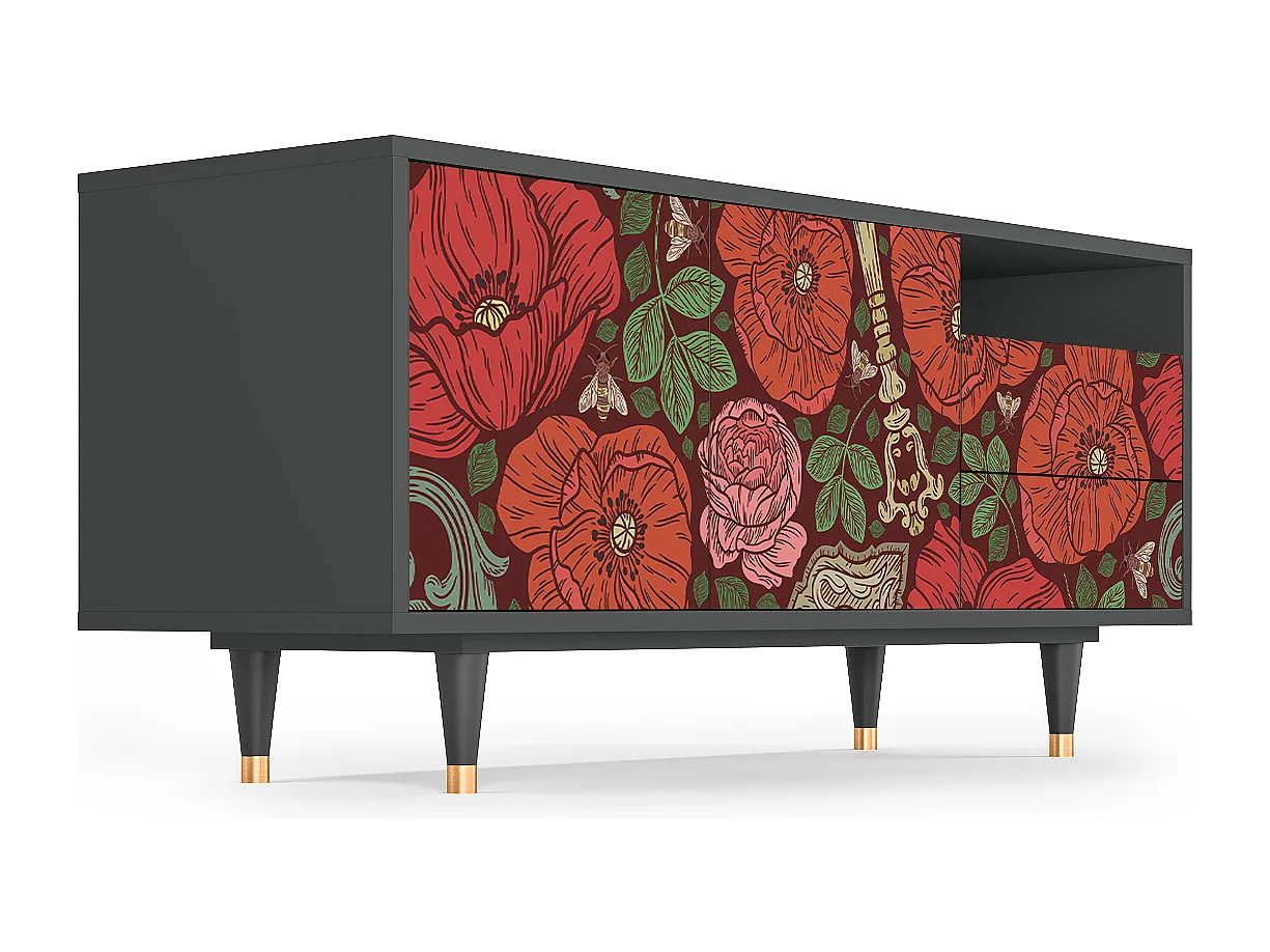 TV-Möbel - 125х56х41 cm - T7 - Poppy Garden, Anthrazit