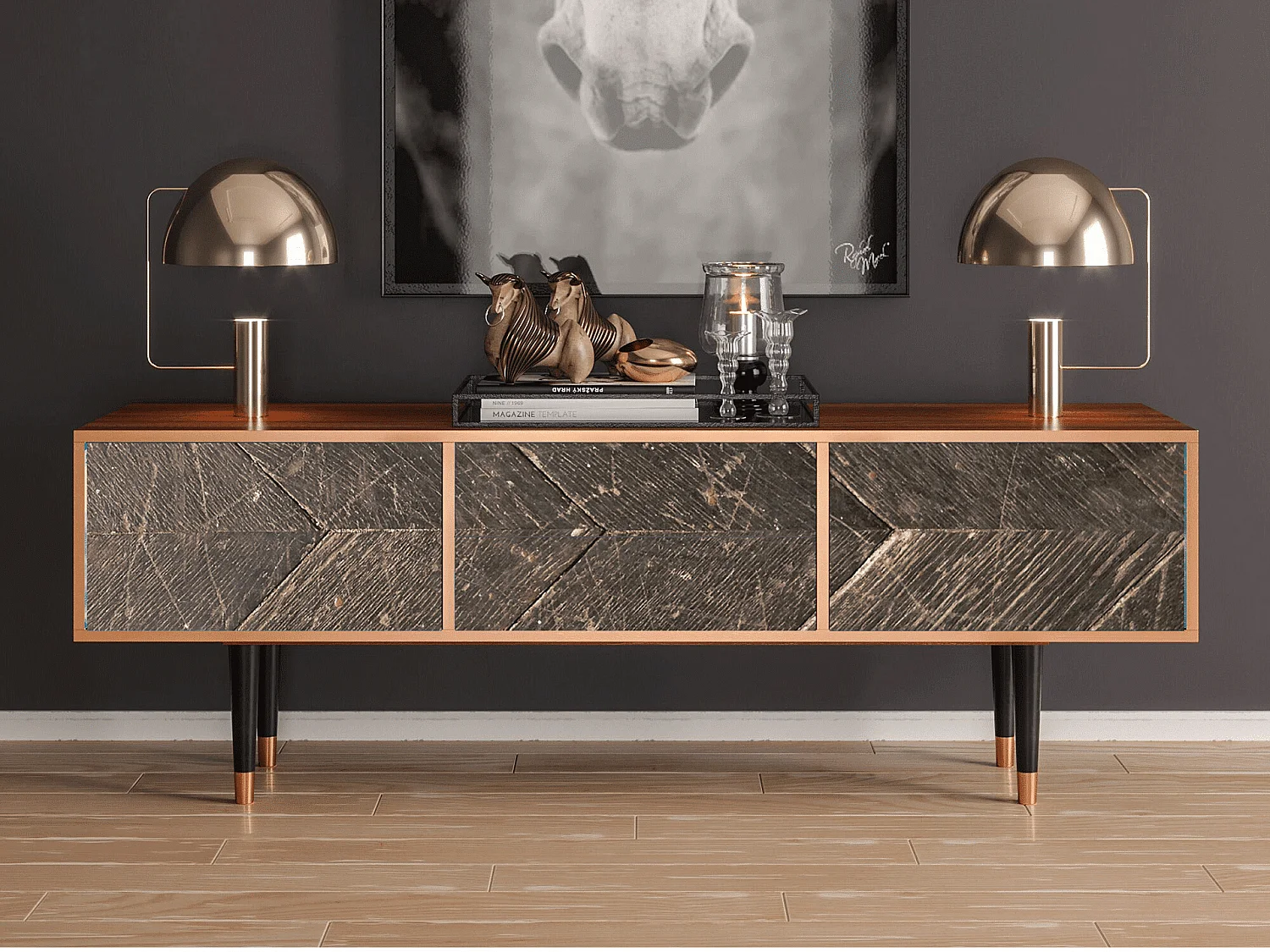 Szafka RTV - 170х59х48 cm - T4 - Wise Tree, Orzech