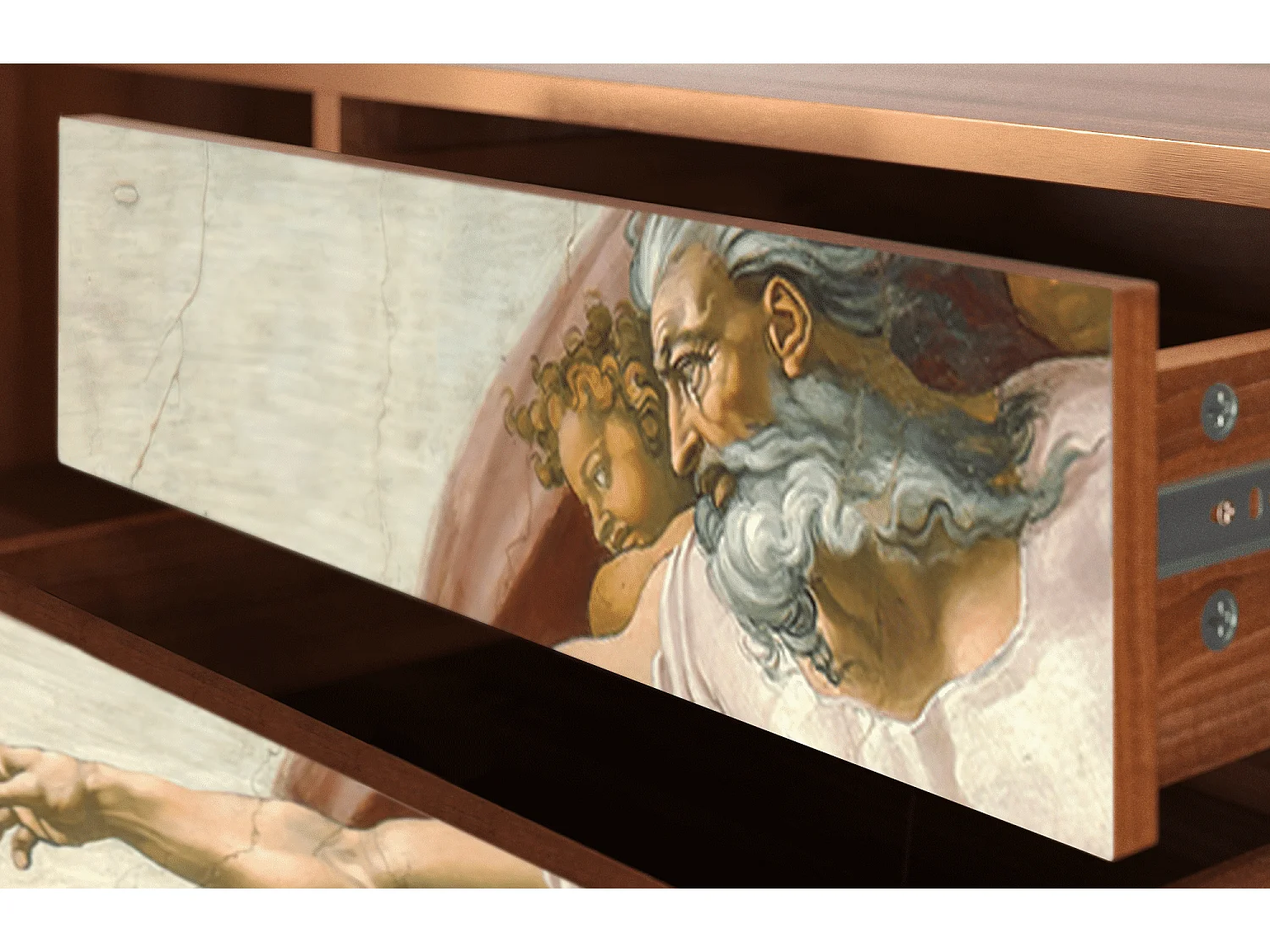 Meuble TV - 170х59х48 cm - T4 - The Creation of Adam, Noyer