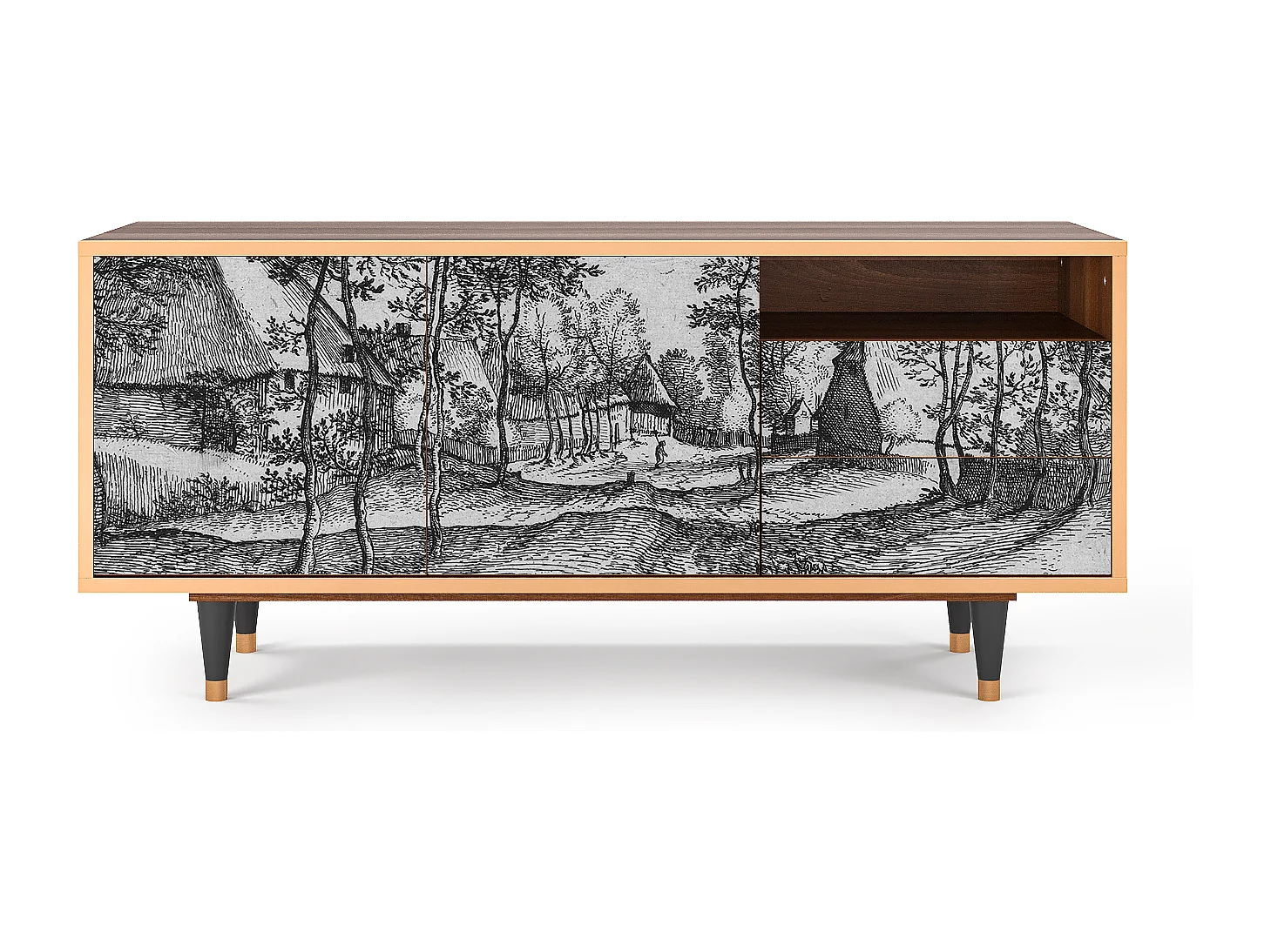 Meuble TV - 125х56х41 cm - T7 - Village Road, Noyer