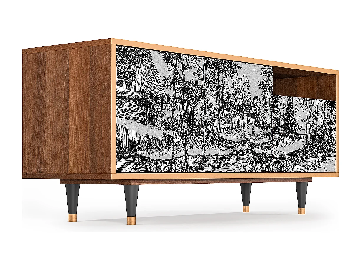 Meuble TV - 125х56х41 cm - T7 - Village Road, Noyer