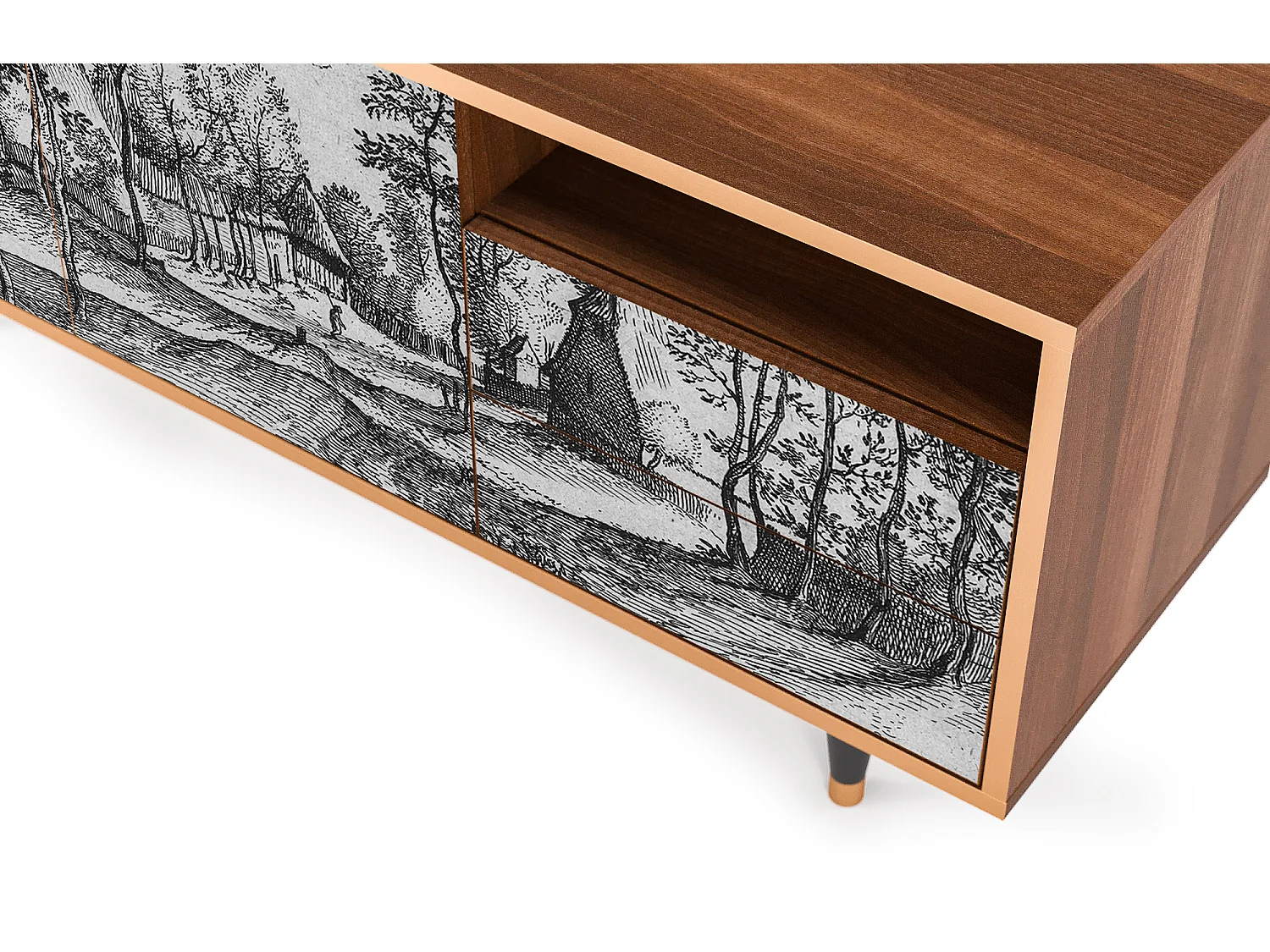 Meuble TV - 125х56х41 cm - T7 - Village Road, Noyer