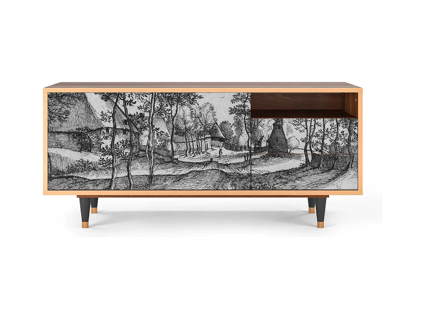 Meuble TV - 125х56х41 cm - T7 - Village Road, Noyer