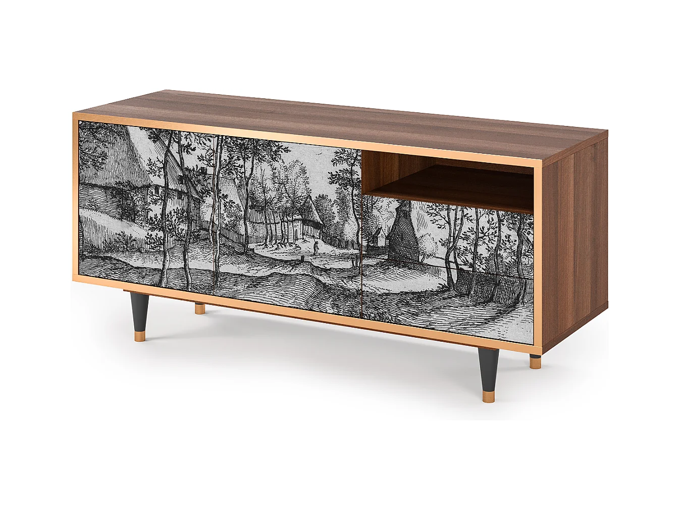 Meuble TV - 125х56х41 cm - T7 - Village Road, Noyer