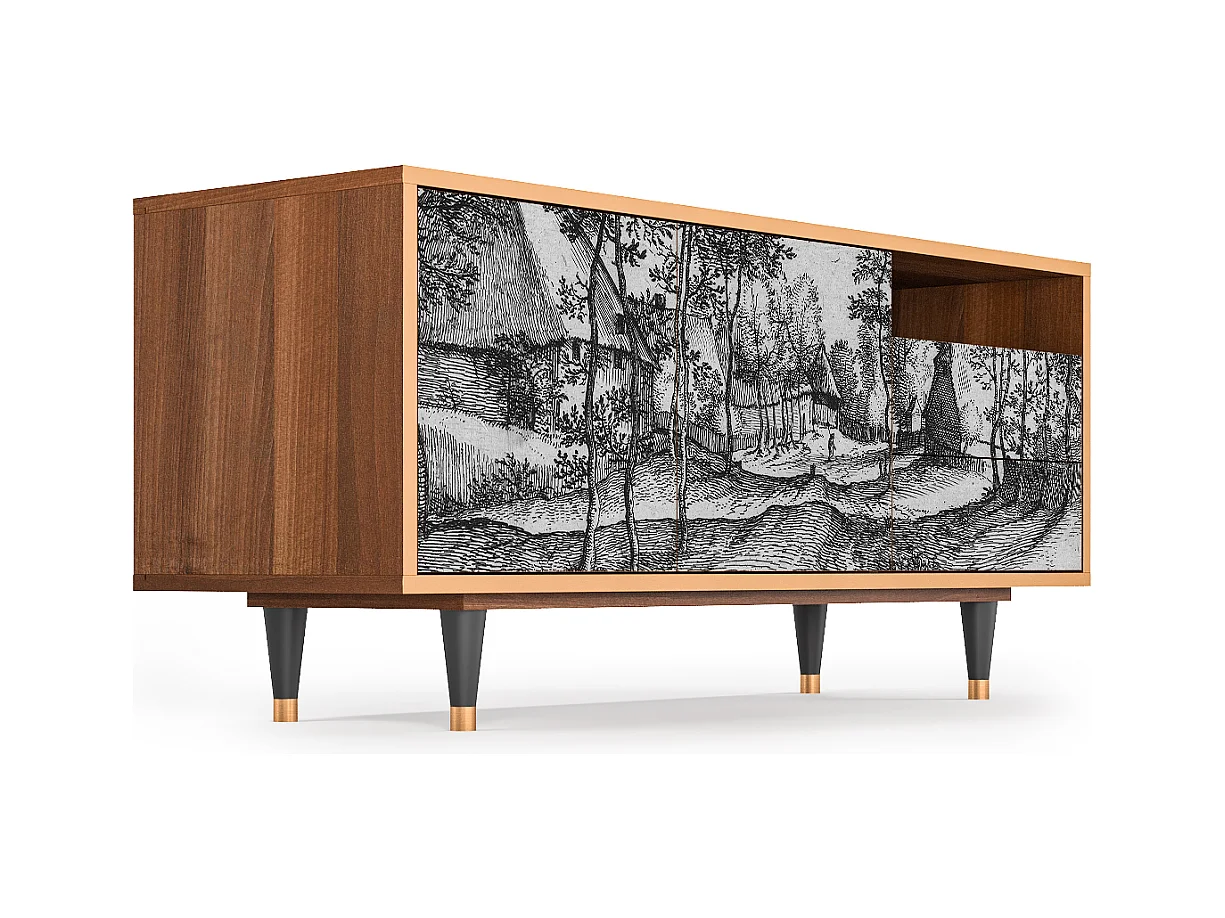 Meuble TV - 125х56х41 cm - T7 - Village Road, Noyer