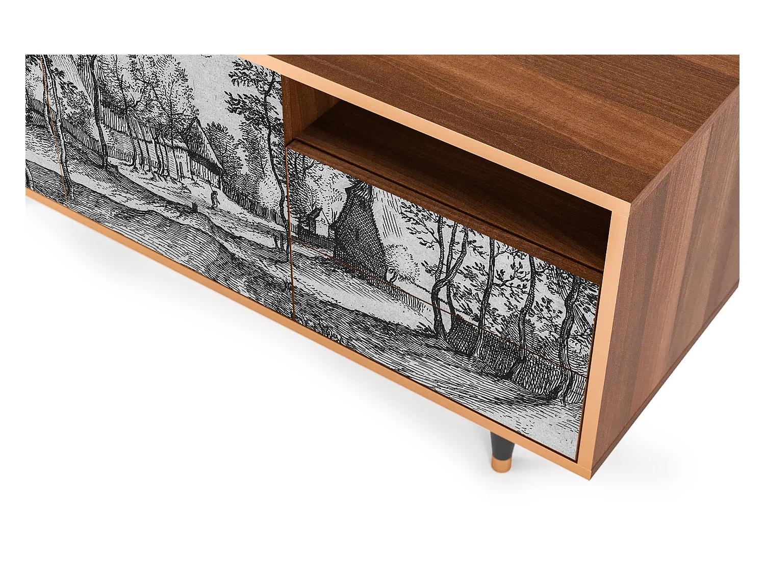 Meuble TV - 125х56х41 cm - T7 - Village Road, Noyer