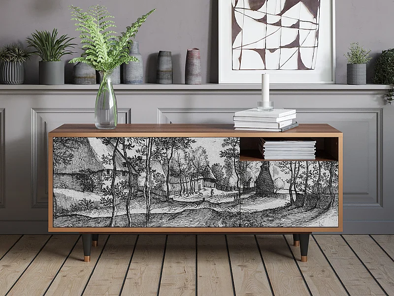 Meuble TV - 125х56х41 cm - T7 - Village Road, Noyer