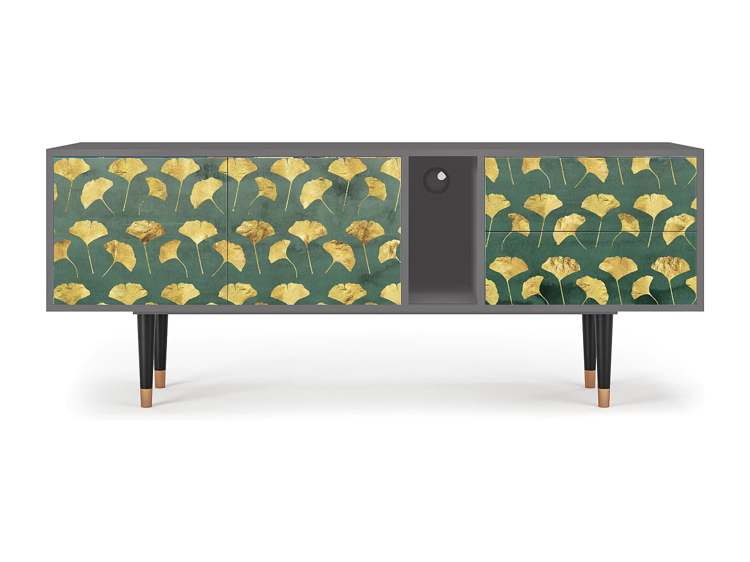 Szafka RTV - 170х69х48 cm - T1 - Gingko leaves, Szary