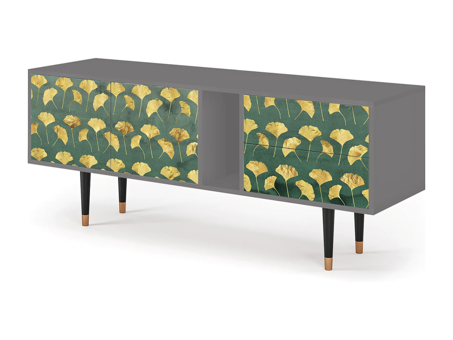 Szafka RTV - 170х69х48 cm - T1 - Gingko leaves, Szary