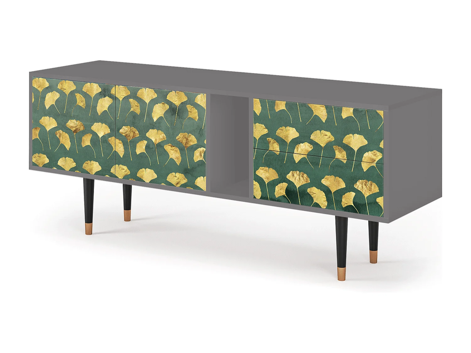 Szafka RTV - 170х69х48 cm - T1 - Gingko leaves, Szary