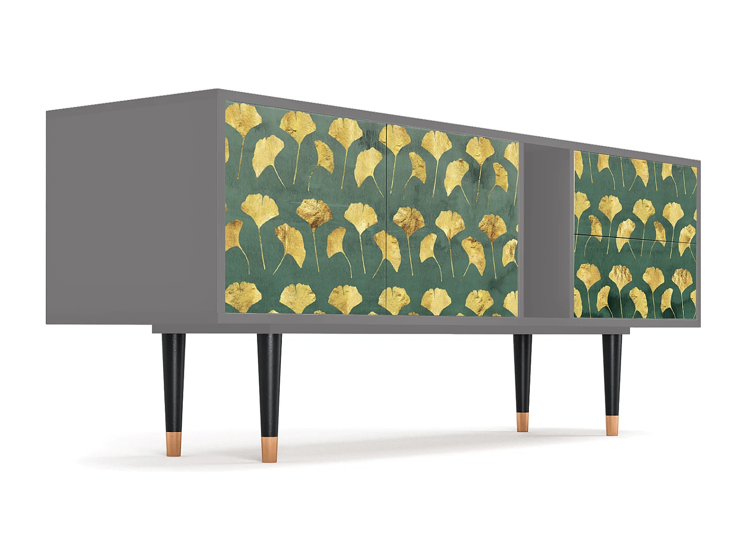 Szafka RTV - 170х69х48 cm - T1 - Gingko leaves, Szary