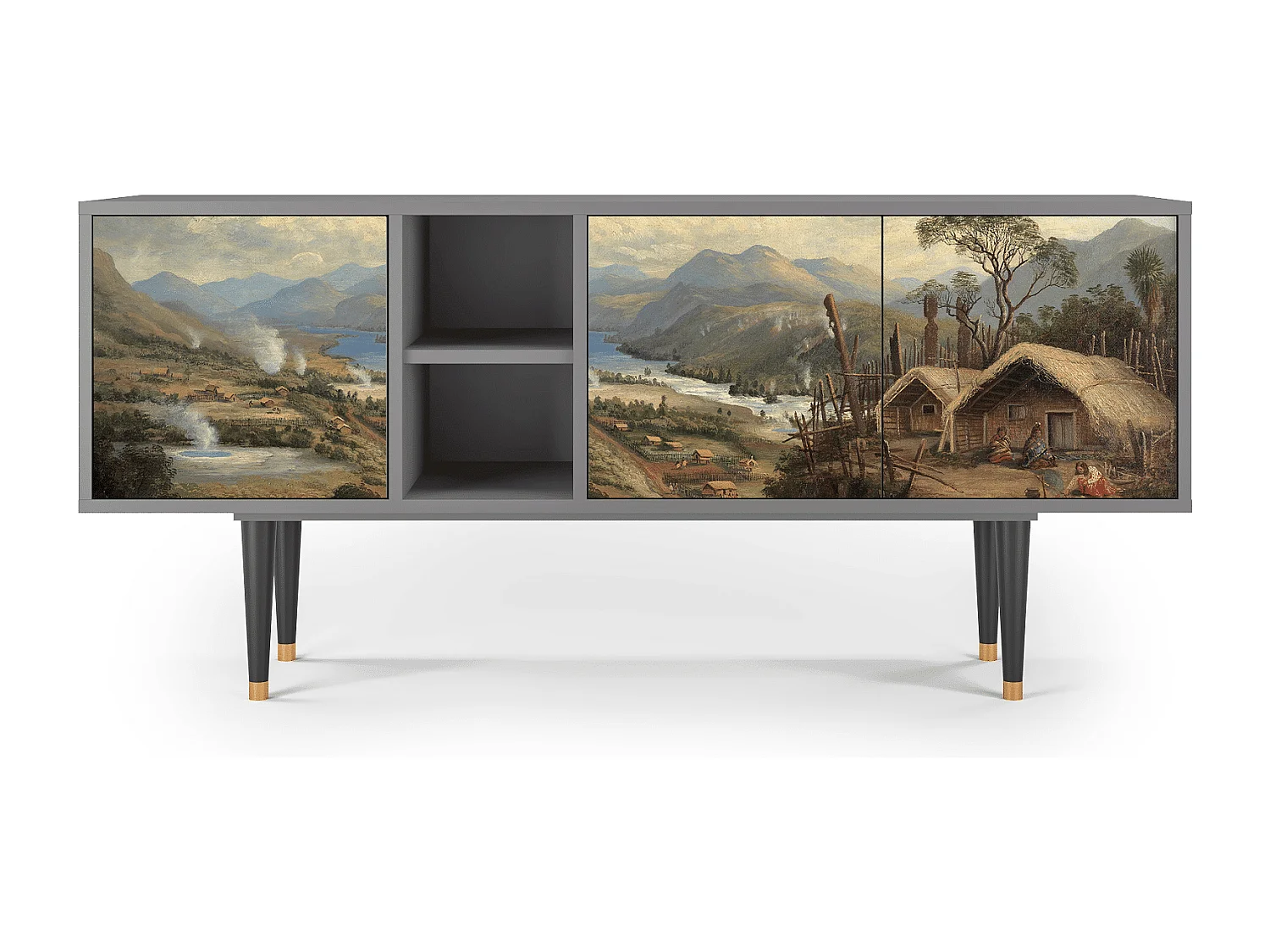 TV-meubel - 150х69х41 cm - T5 - View Across the Plains , Grijs