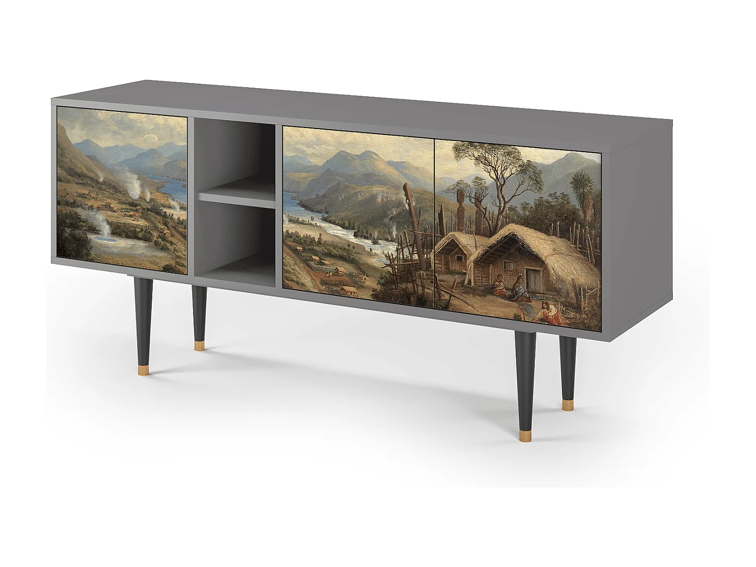 Meuble TV - 150х69х41 cm - T5 - View Across the Plains , Gris