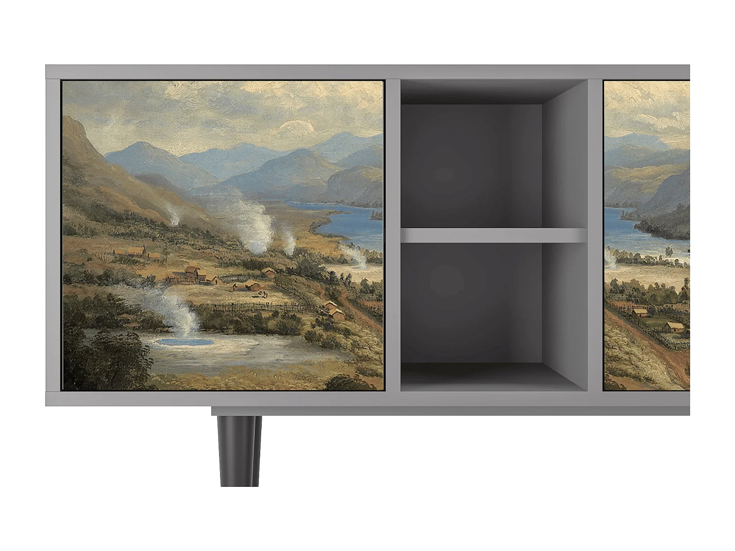 Meuble TV - 150х69х41 cm - T5 - View Across the Plains , Gris