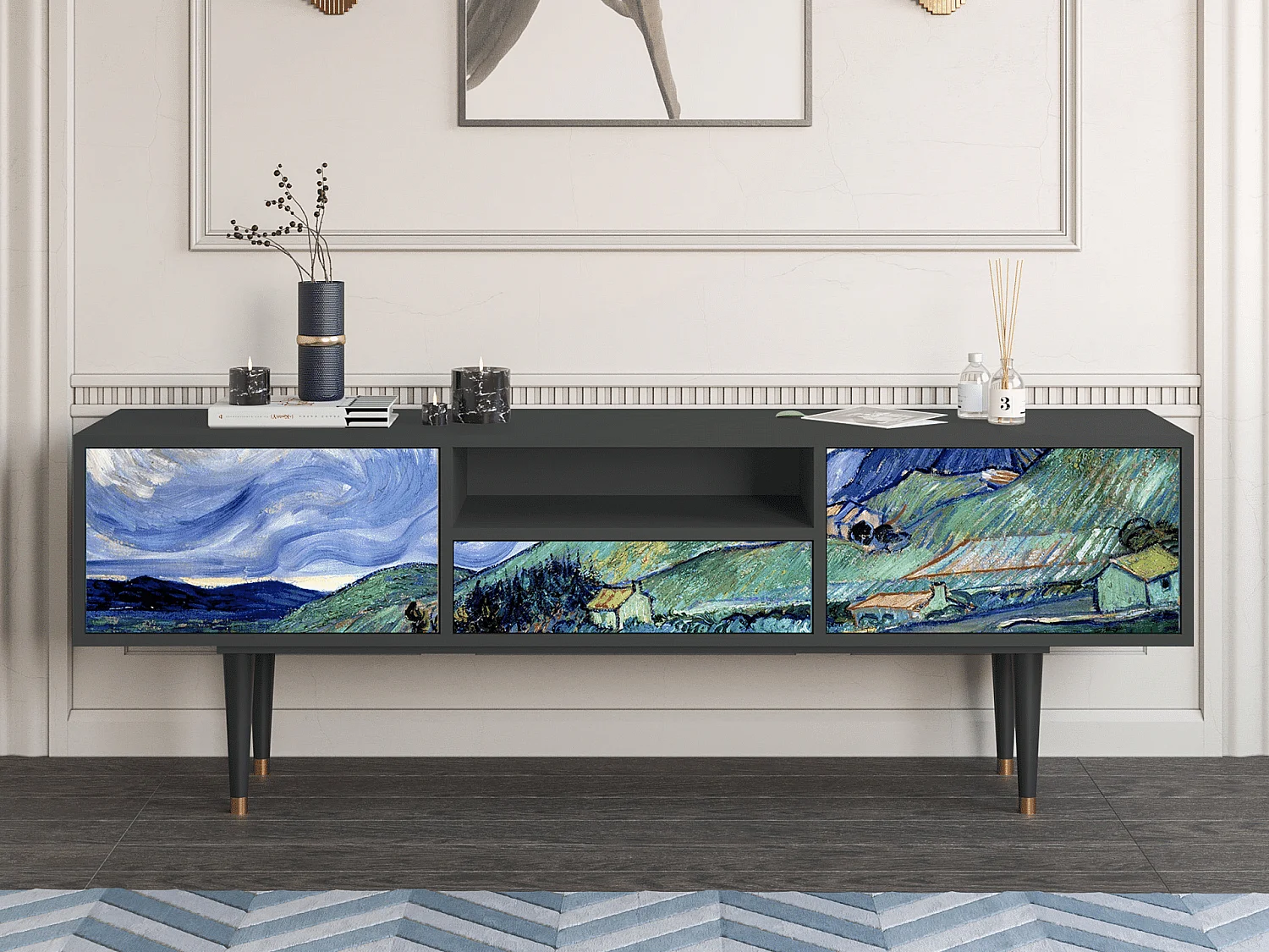 Meuble TV - 170х59х41 cm - T6 - Landscape, Anthracite