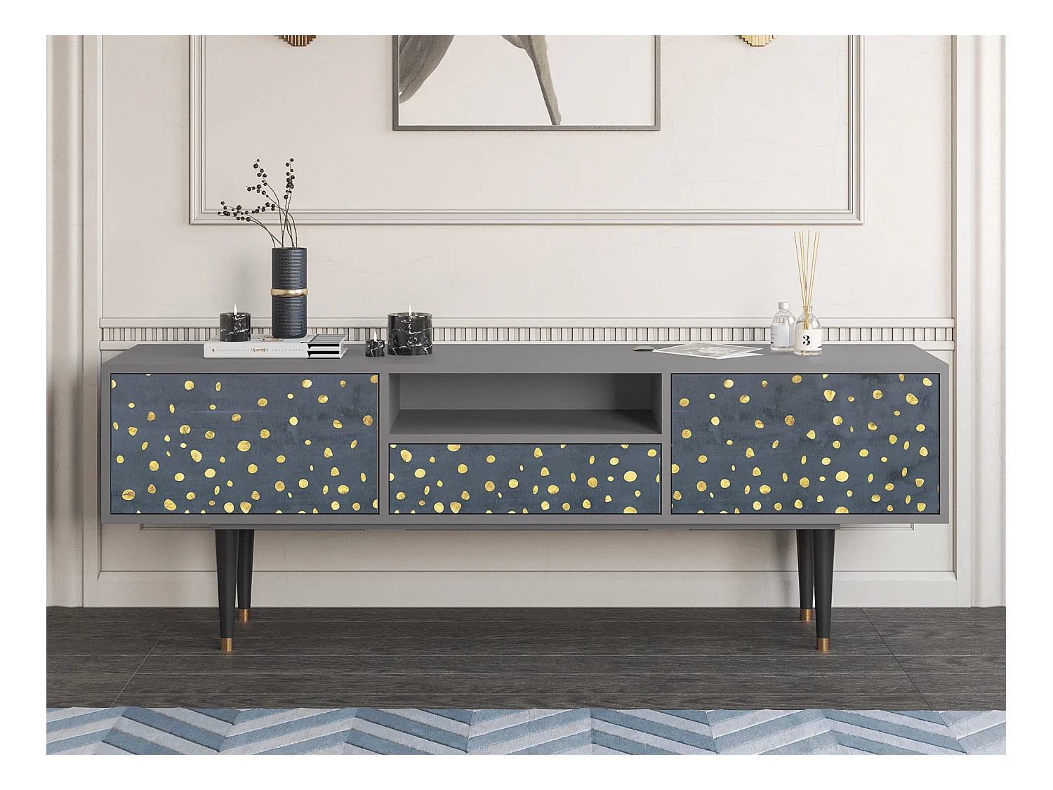 TV-Möbel - 170х59х41 cm - T6 - Foggy Lights, Grau