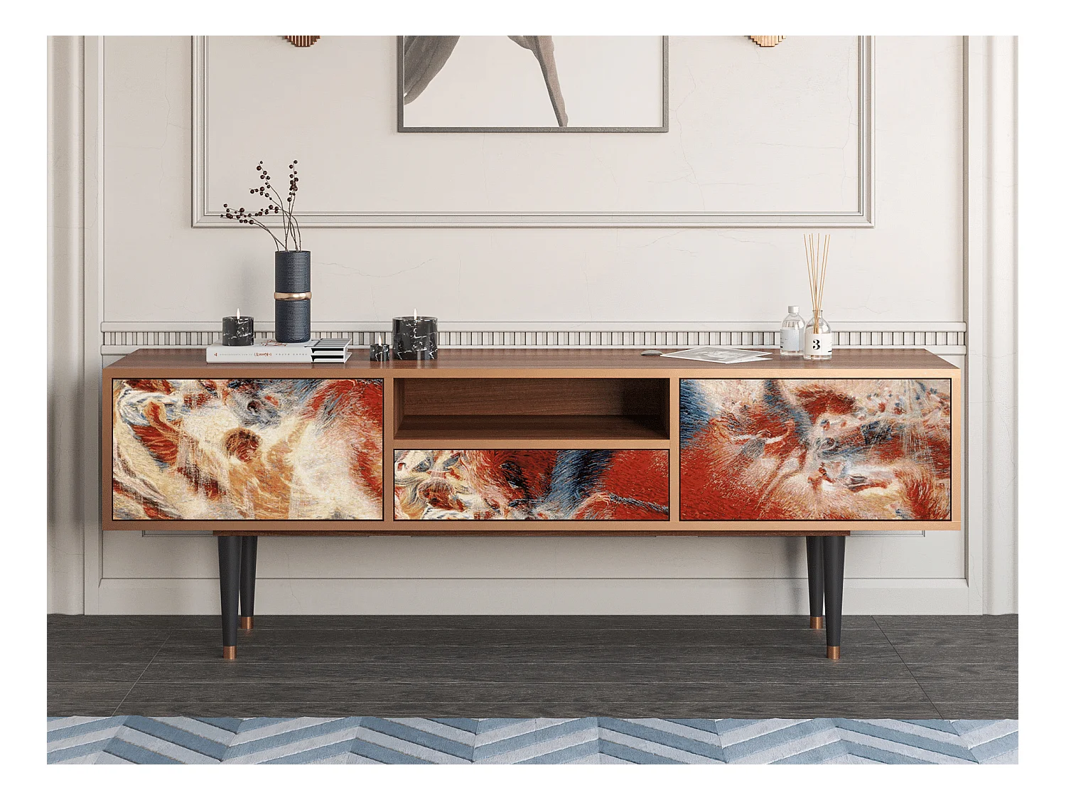 Meuble TV - 170х59х41 cm - T6 - The City Rises, Noyer
