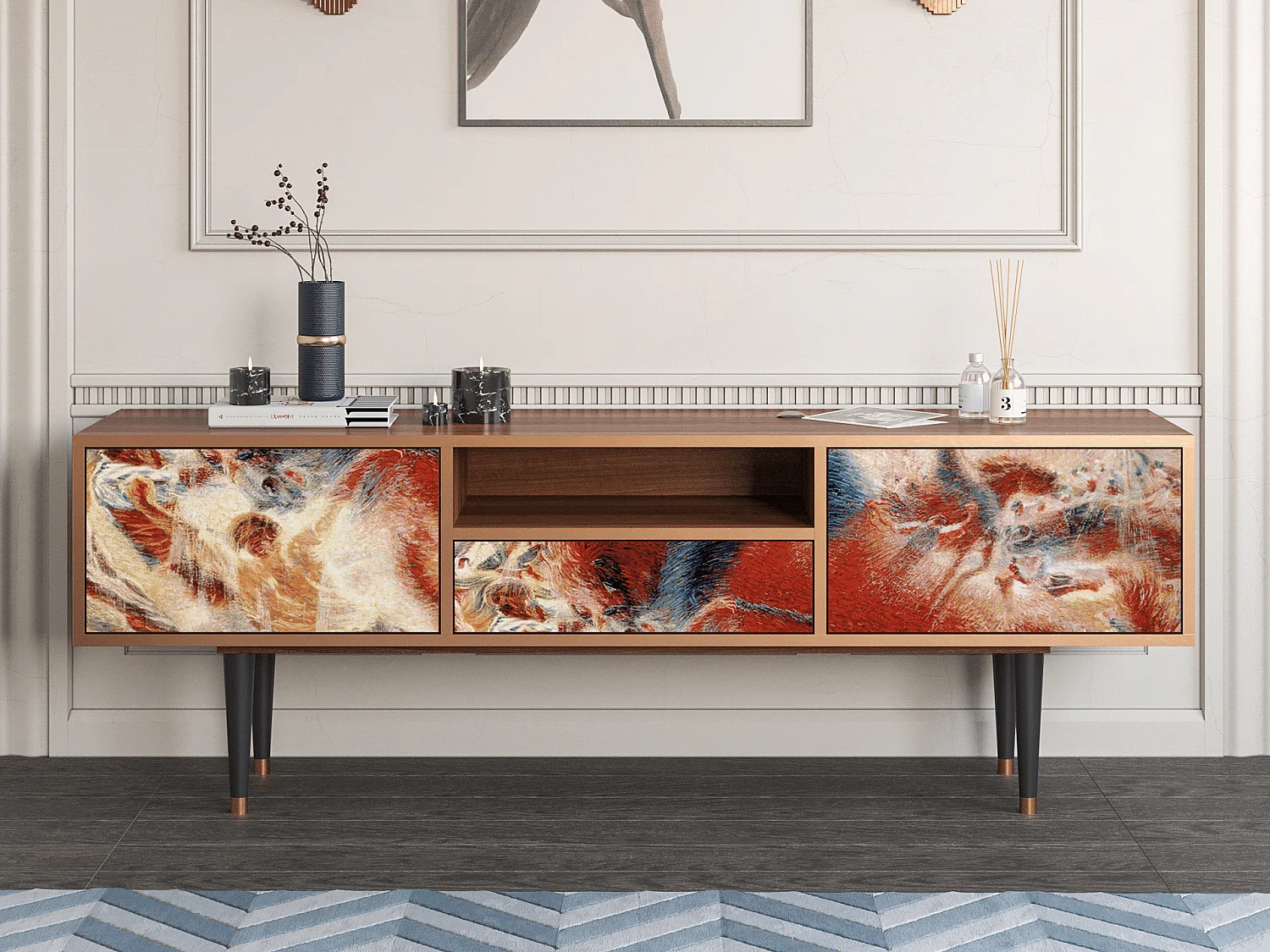 Meuble TV - 170х59х41 cm - T6 - The City Rises, Noyer