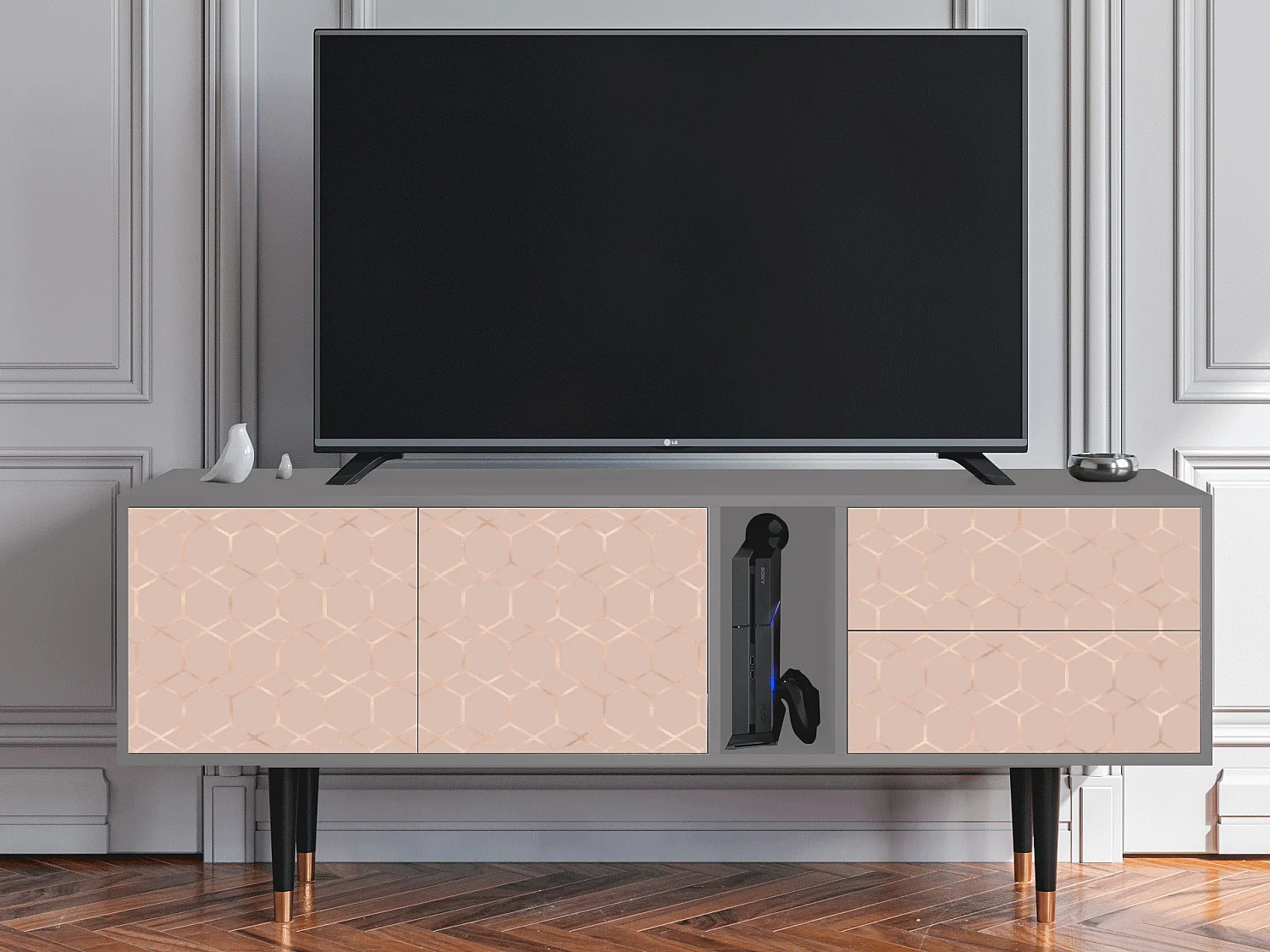 TV-Möbel - 170х69х48 cm - T1 - Rose Honeycomb, Grau