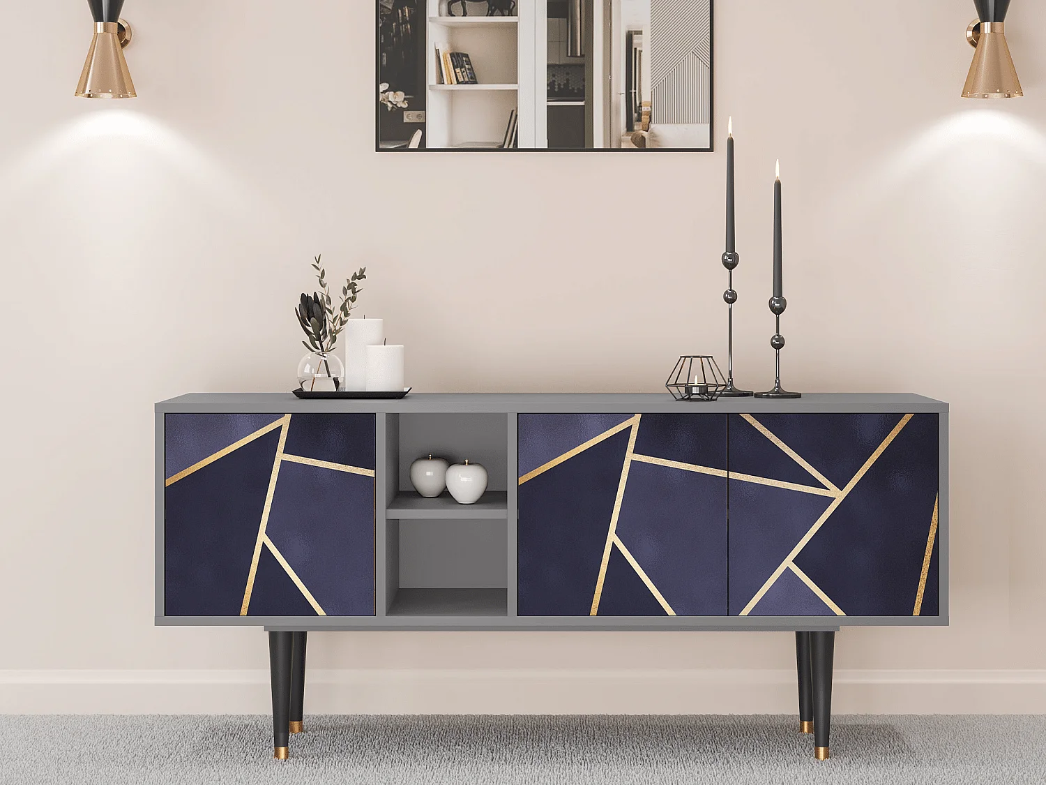 Meuble TV - 150х69х41 cm - T5 - The Amethyst, Gris