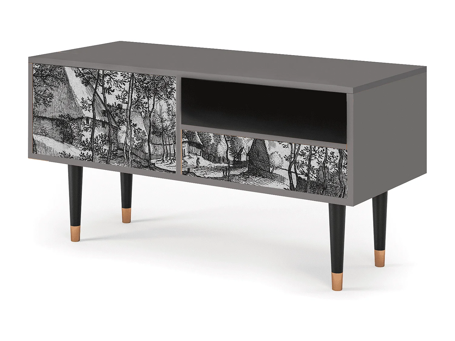 Meuble TV - 115х59х48 cm - T3 - Village Road, Gris