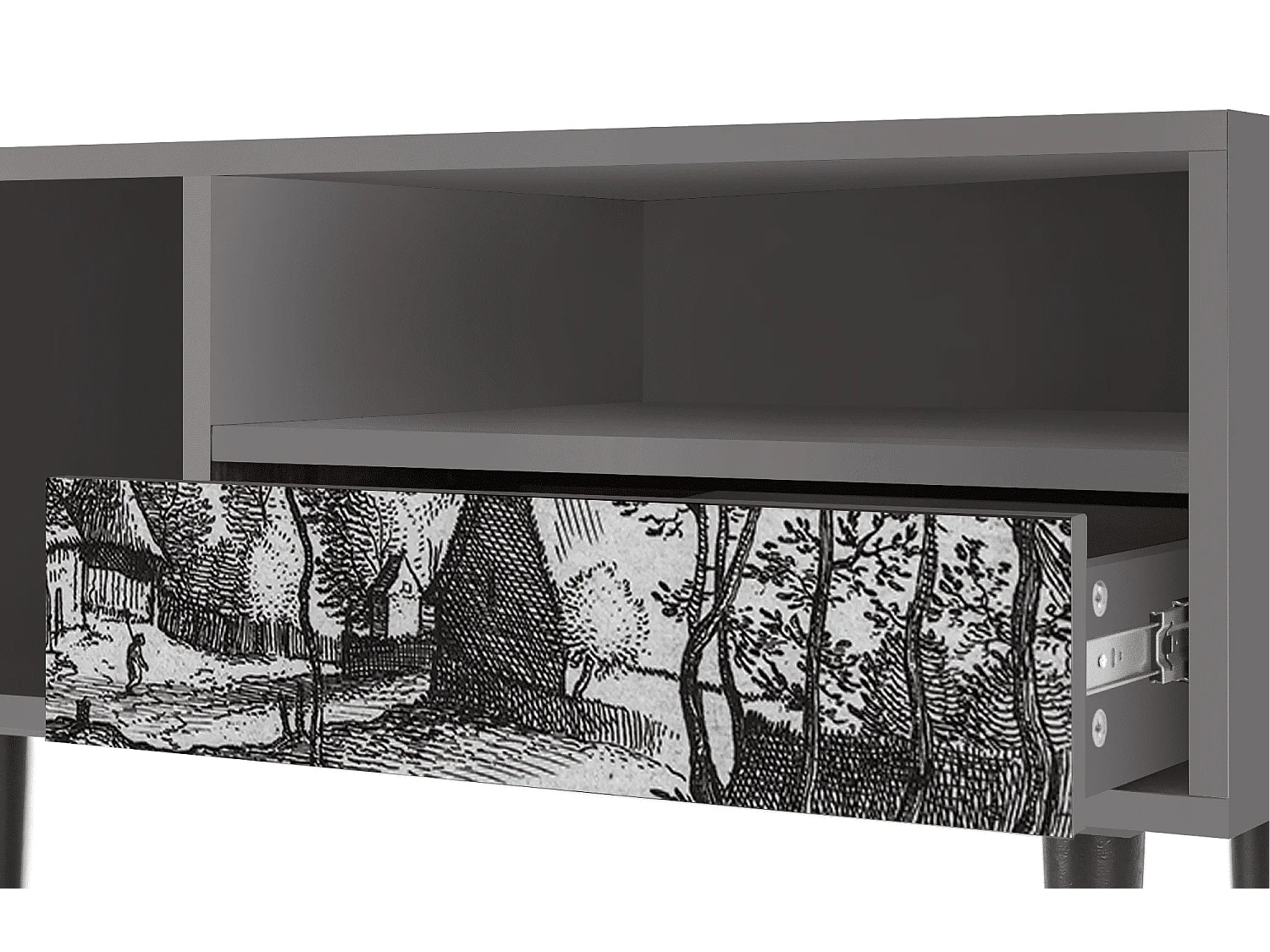 Meuble TV - 115х59х48 cm - T3 - Village Road, Gris