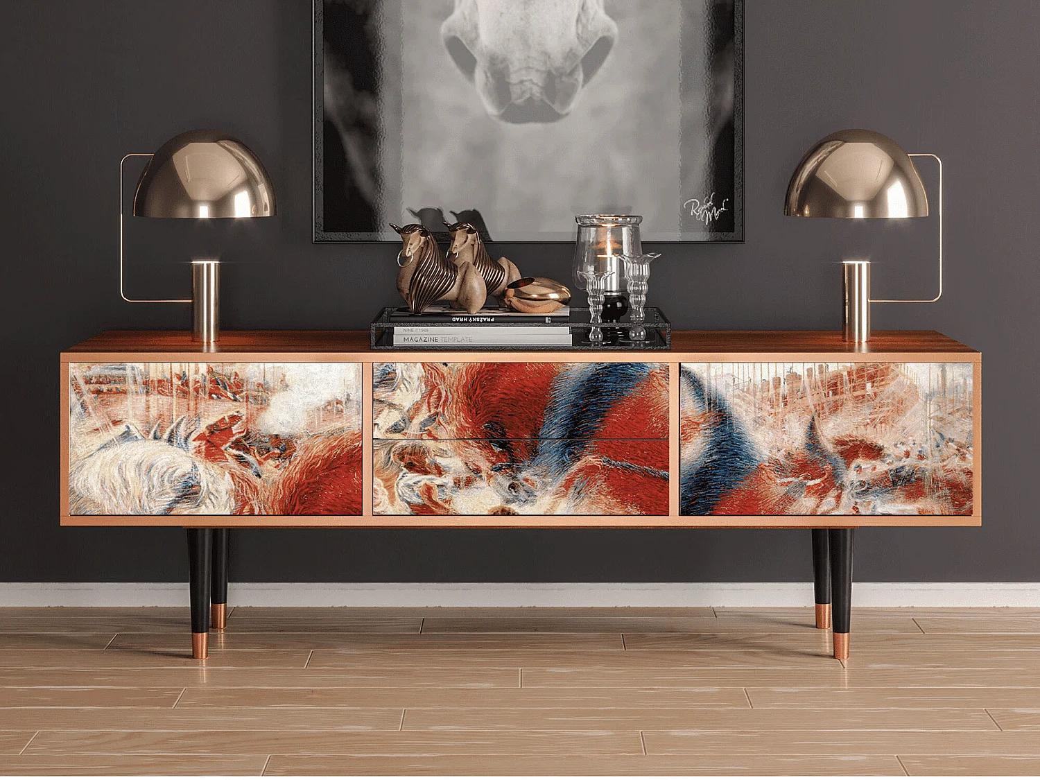 Mueble de TV - 170х59х48 cm - T4 - The City Rises, Nogal