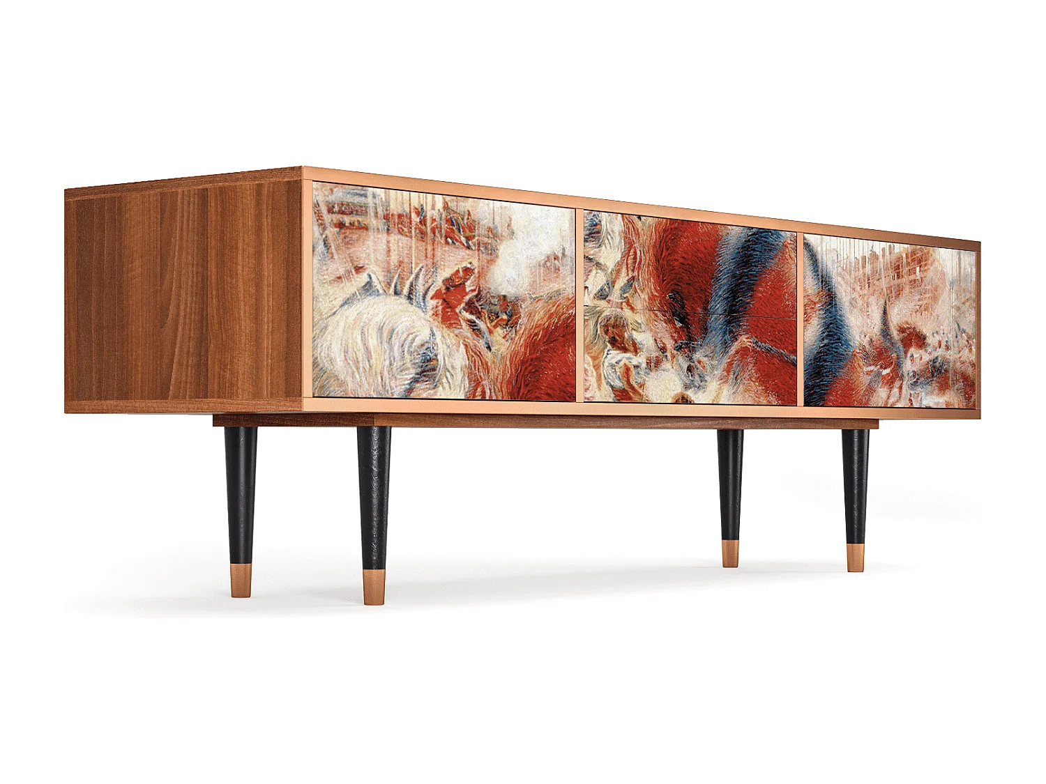 Szafka RTV - 170х59х48 cm - T4 - The City Rises, Orzech