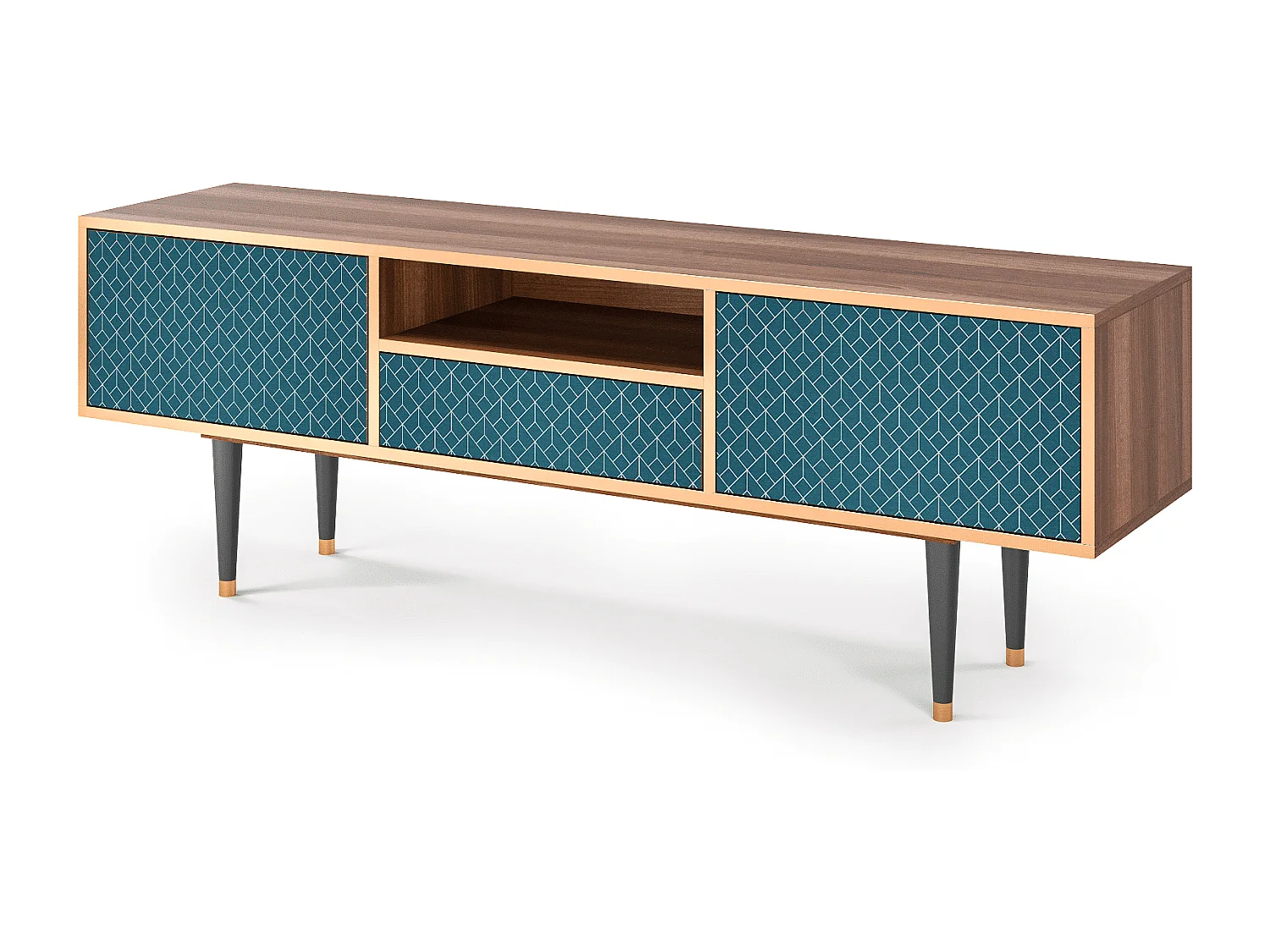 Mueble de TV - 170х59х41 cm - T6 - Turquoise Geometry, Nogal