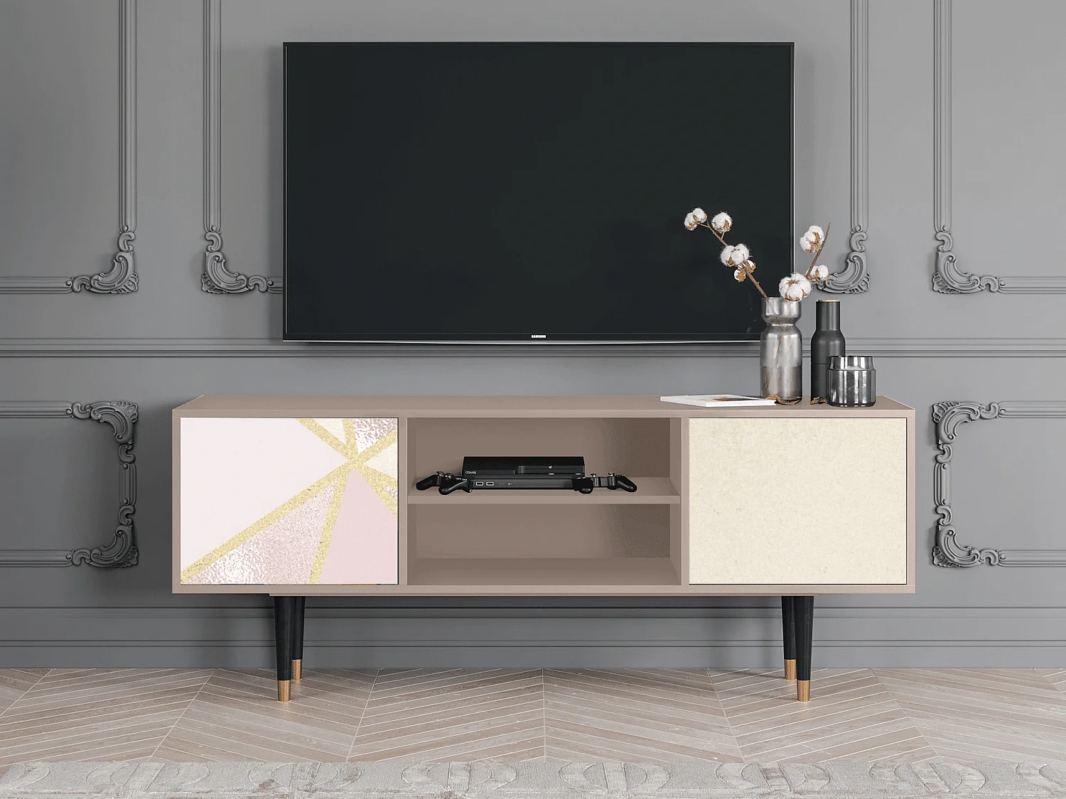 Meuble TV - 170х69х48 cm - T2 - Cosmopolitan Diva, Latte