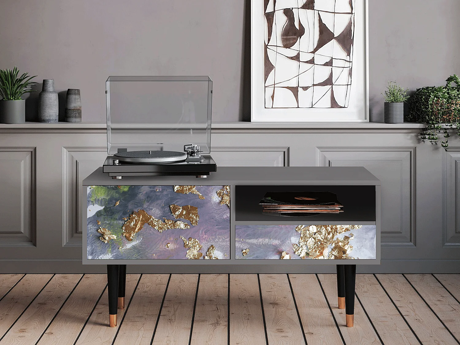 TV-Möbel - 115х59х48 cm - T3 - Planet Earth, Grau