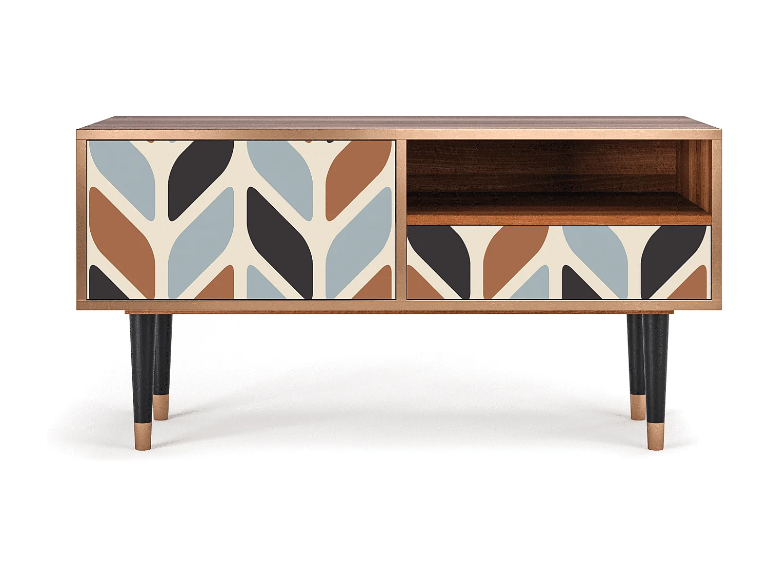 Meuble TV - 115х59х48 cm - T3 - Beige Laure, Noyer