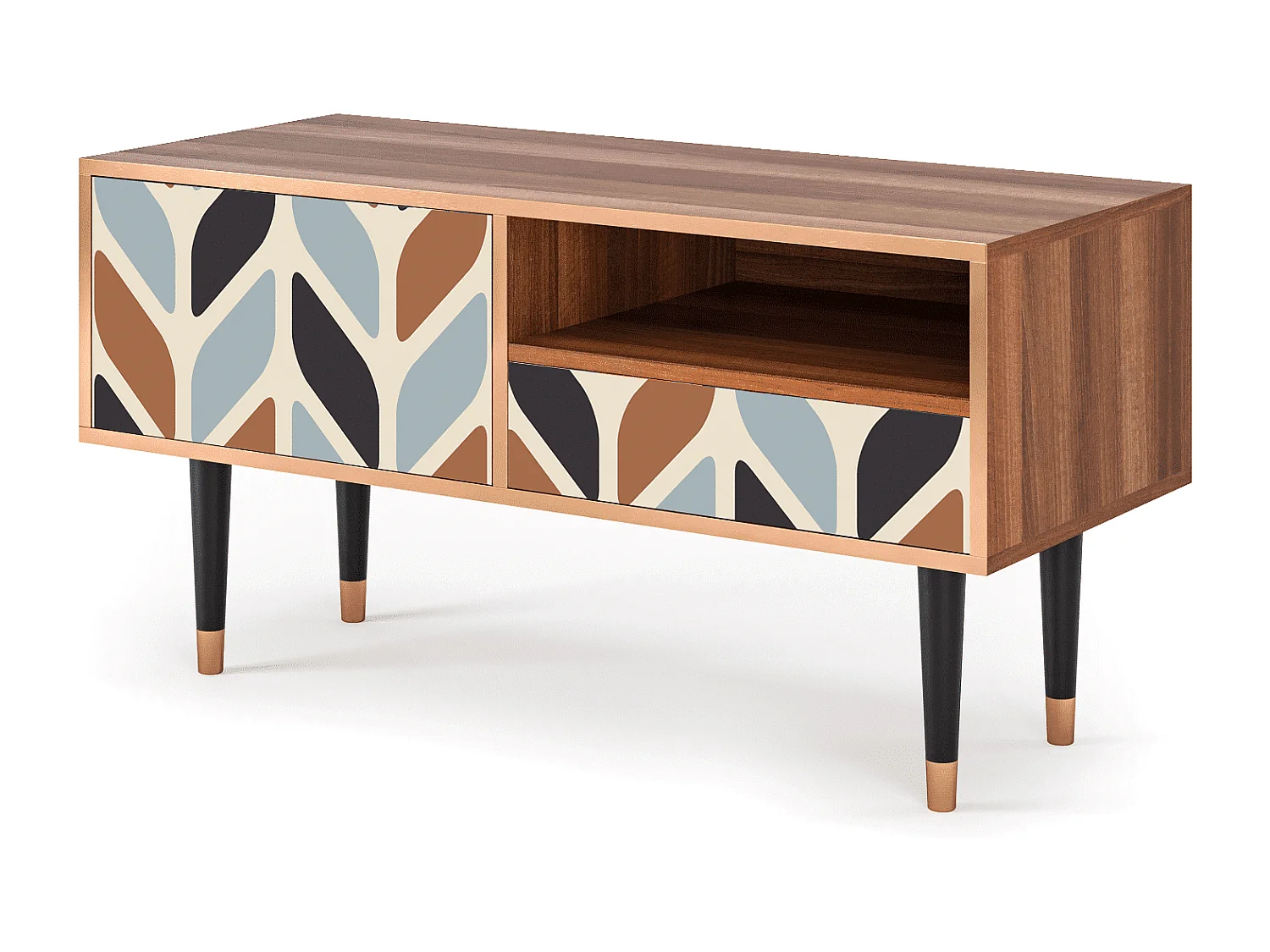 Meuble TV - 115х59х48 cm - T3 - Beige Laure, Noyer