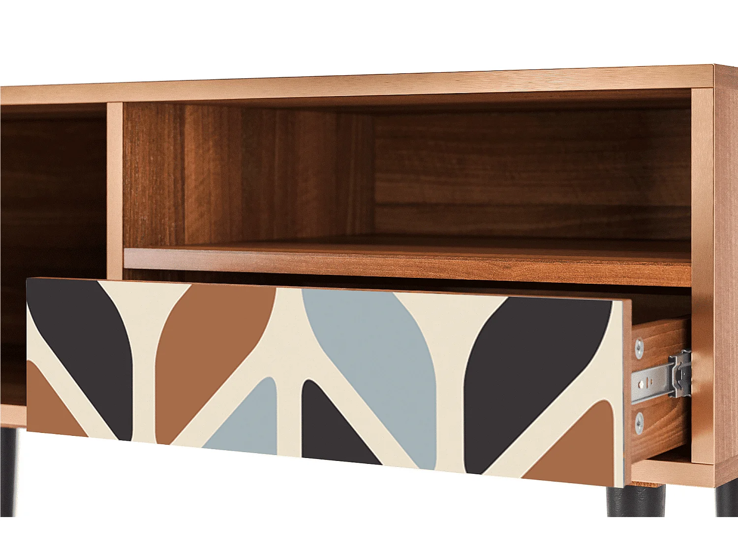 Meuble TV - 115х59х48 cm - T3 - Beige Laure, Noyer