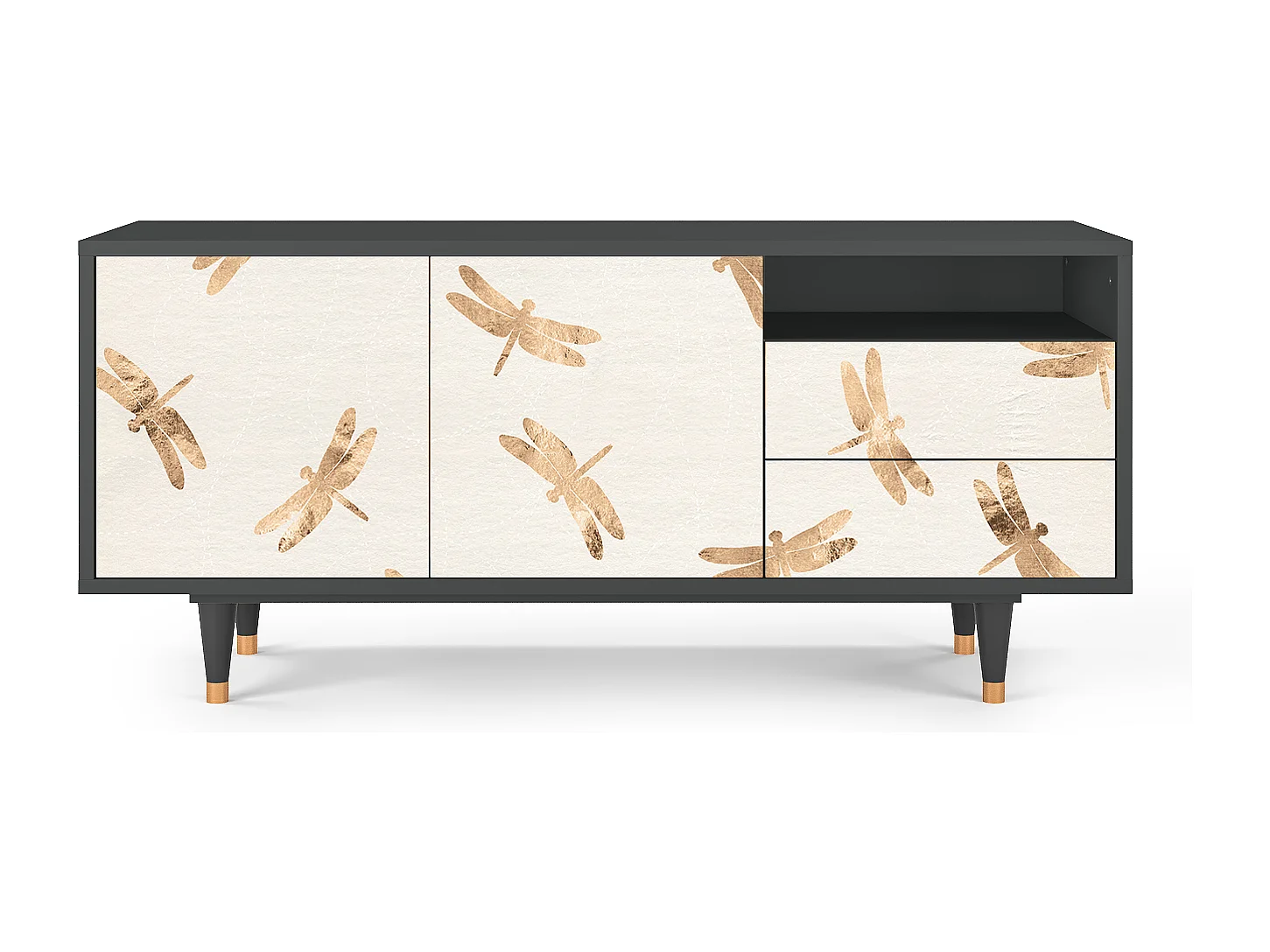 TV-meubel - 125х56х41 cm - T7 - Nude Dragonflies, Antraciet