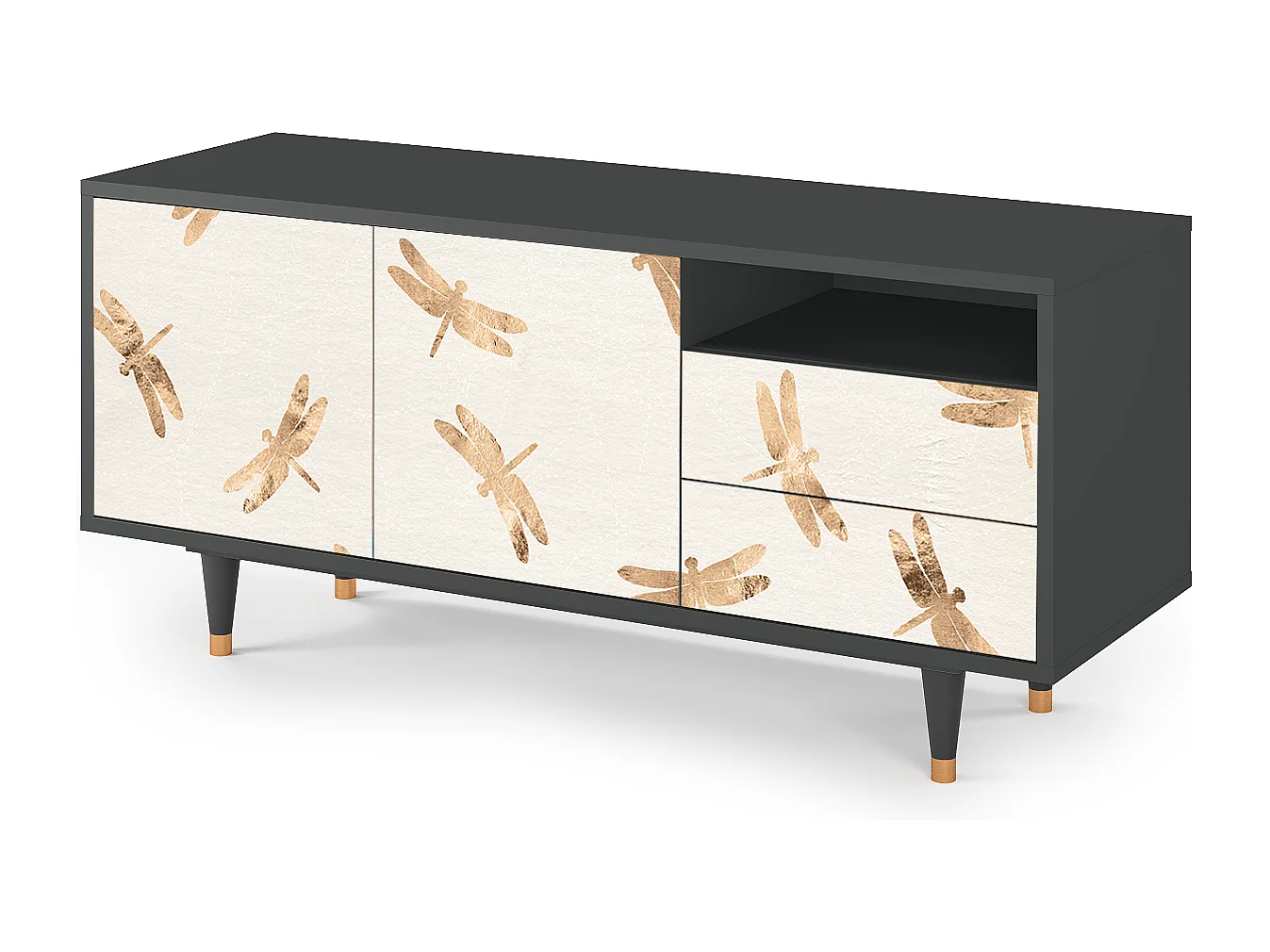 TV-meubel - 125х56х41 cm - T7 - Nude Dragonflies, Antraciet