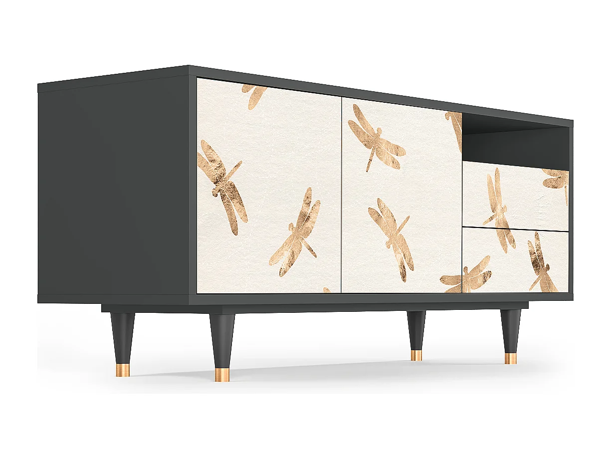 TV-meubel - 125х56х41 cm - T7 - Nude Dragonflies, Antraciet