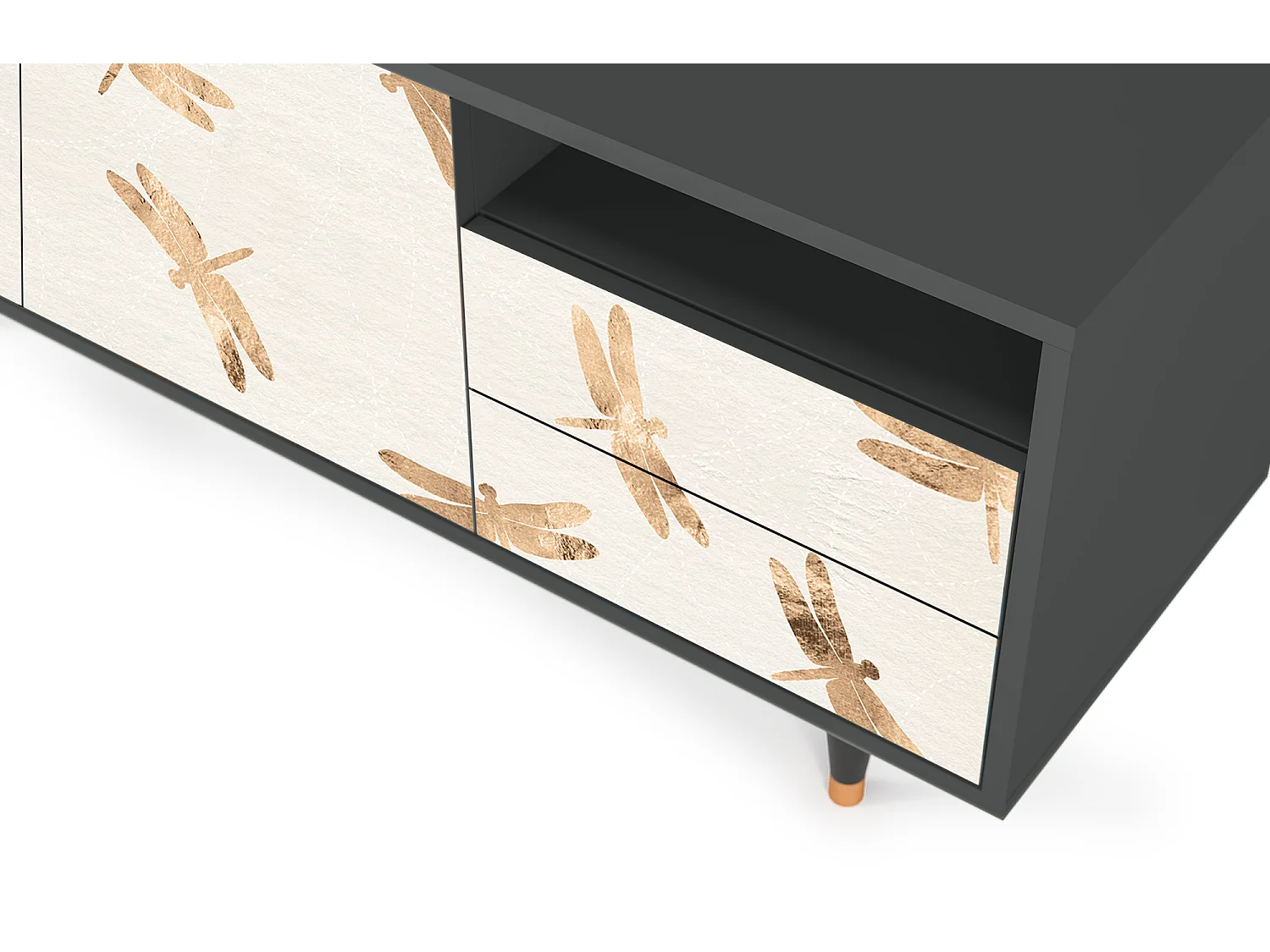 TV-meubel - 125х56х41 cm - T7 - Nude Dragonflies, Antraciet