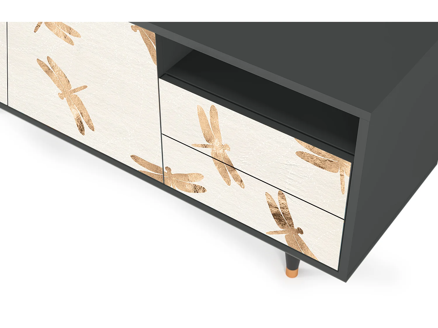 Meuble TV - 125х56х41 cm - T7 - Nude Dragonflies, Anthracite