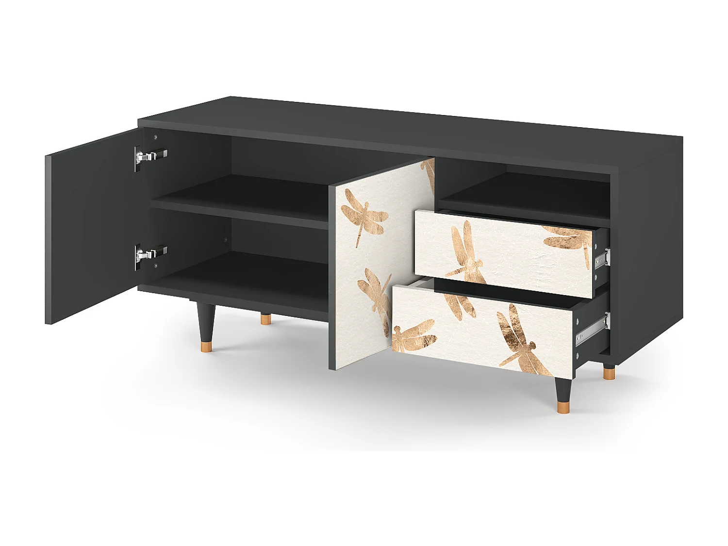 Meuble TV - 125х56х41 cm - T7 - Nude Dragonflies, Anthracite