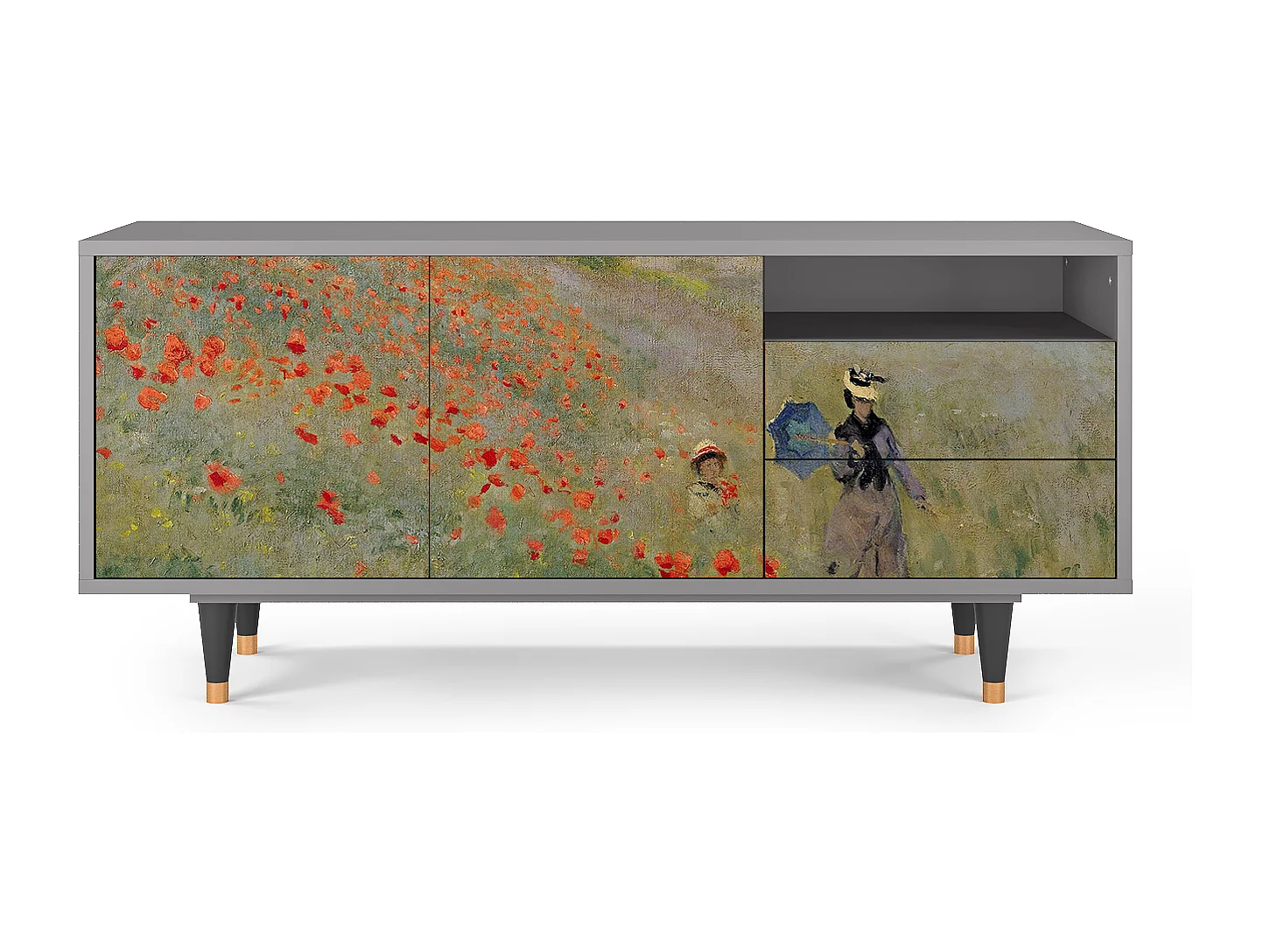 Mueble de TV - 125х56х41 cm - T7 - The Poppy Field   , Cinza