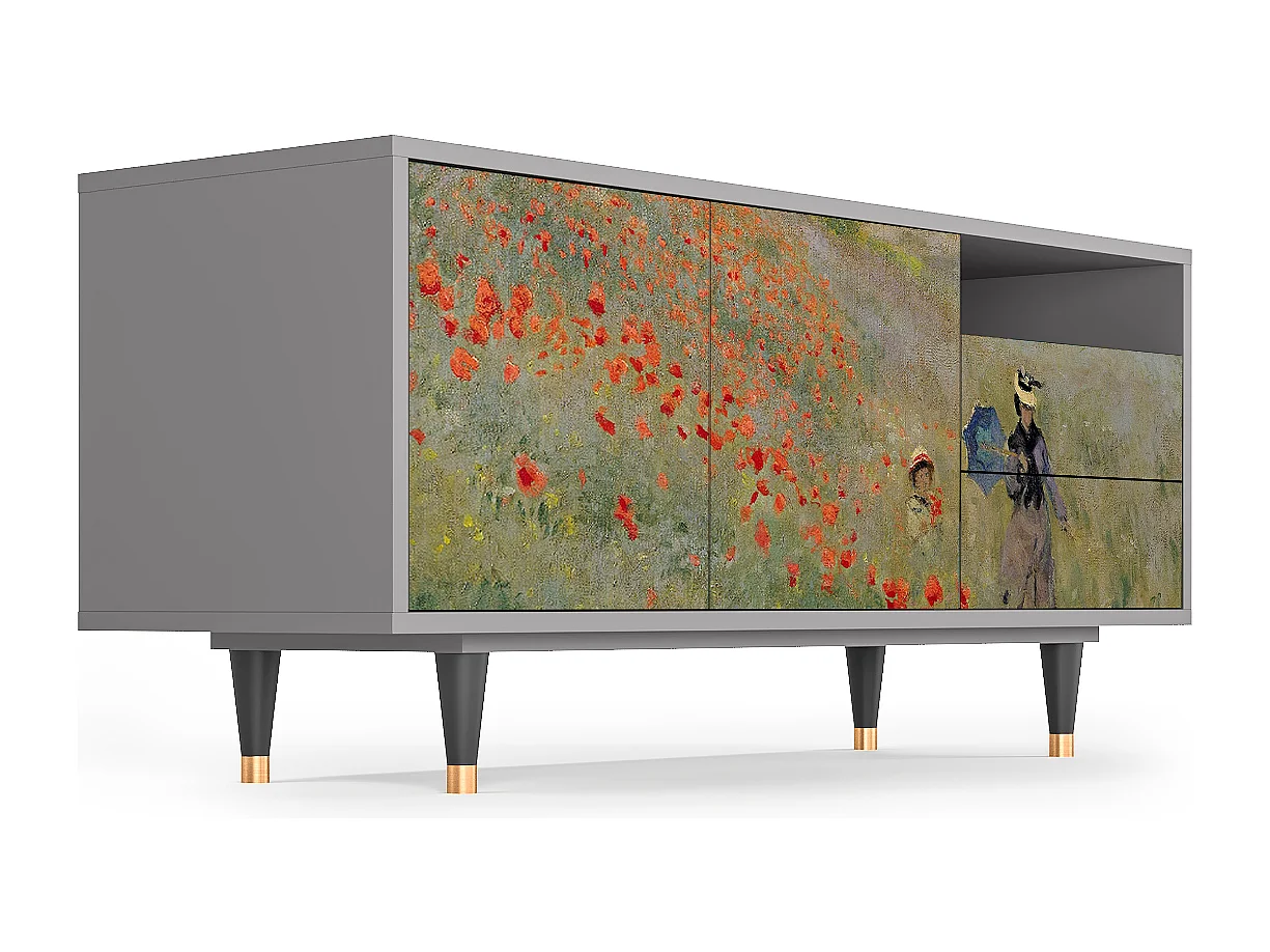 Mueble de TV - 125х56х41 cm - T7 - The Poppy Field   , Cinza
