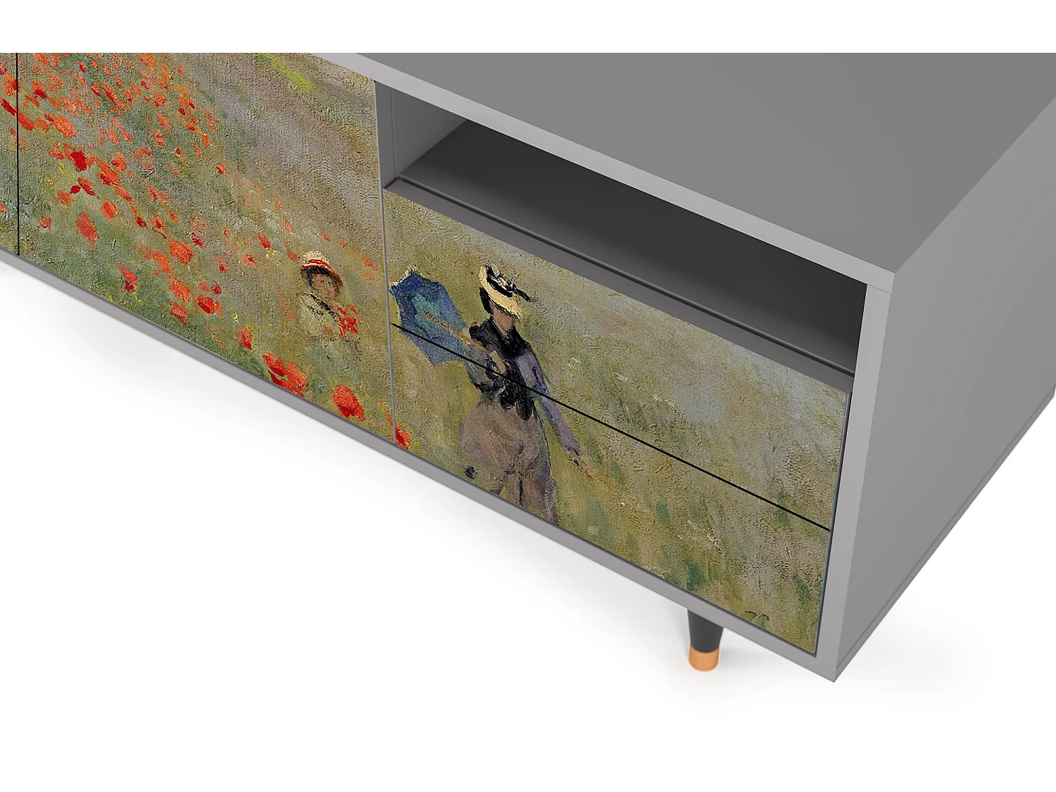 Mueble de TV - 125х56х41 cm - T7 - The Poppy Field   , Cinza