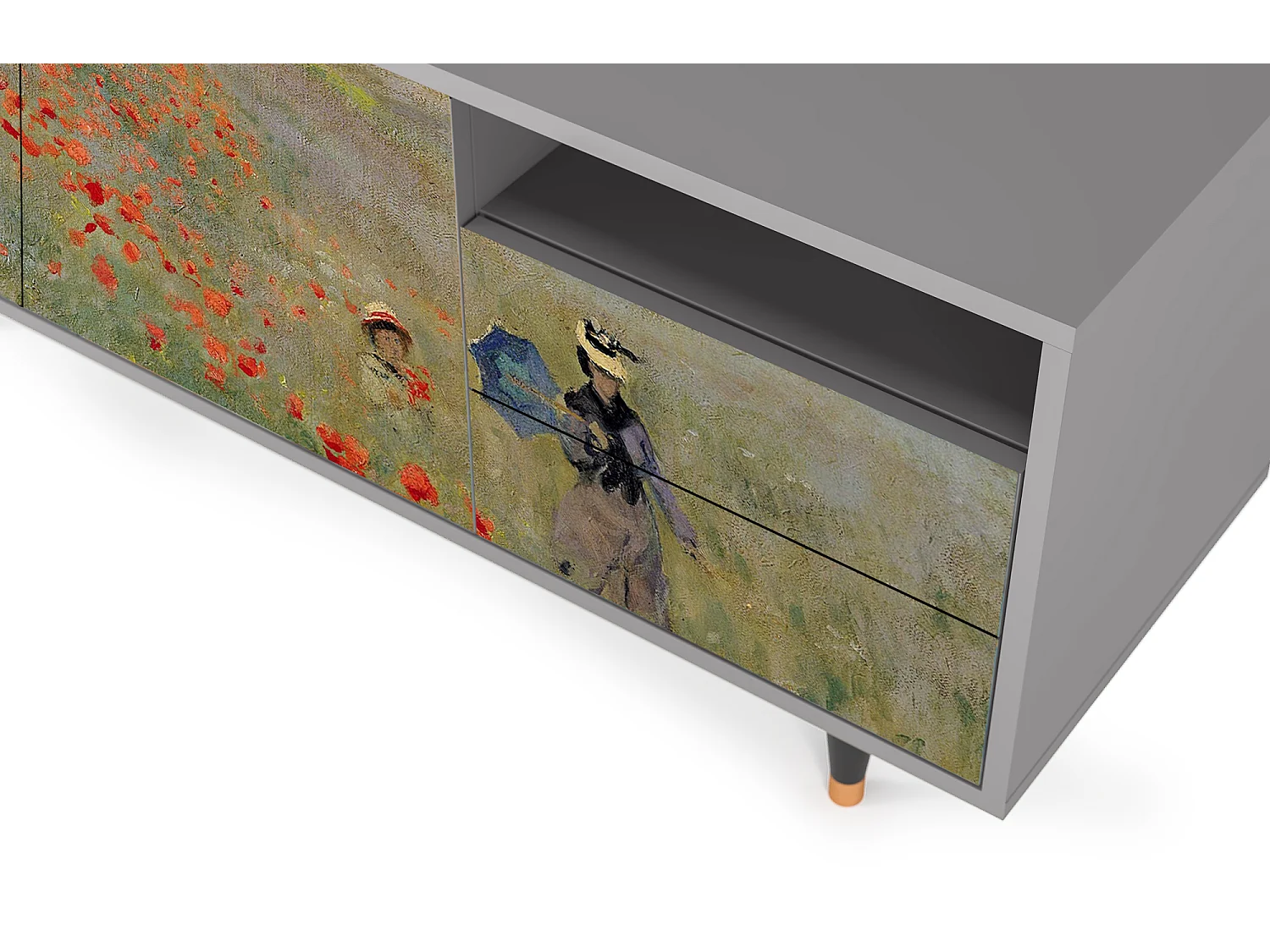 Meuble TV - 125х56х41 cm - T7 - The Poppy Field   , Gris