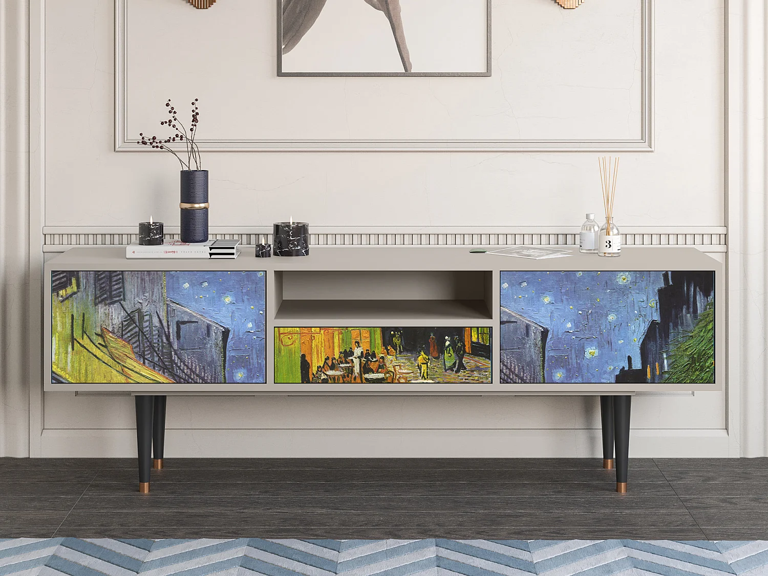 TV-Möbel - 170х59х41 cm - T6 - Café Terrace at Night, Sand